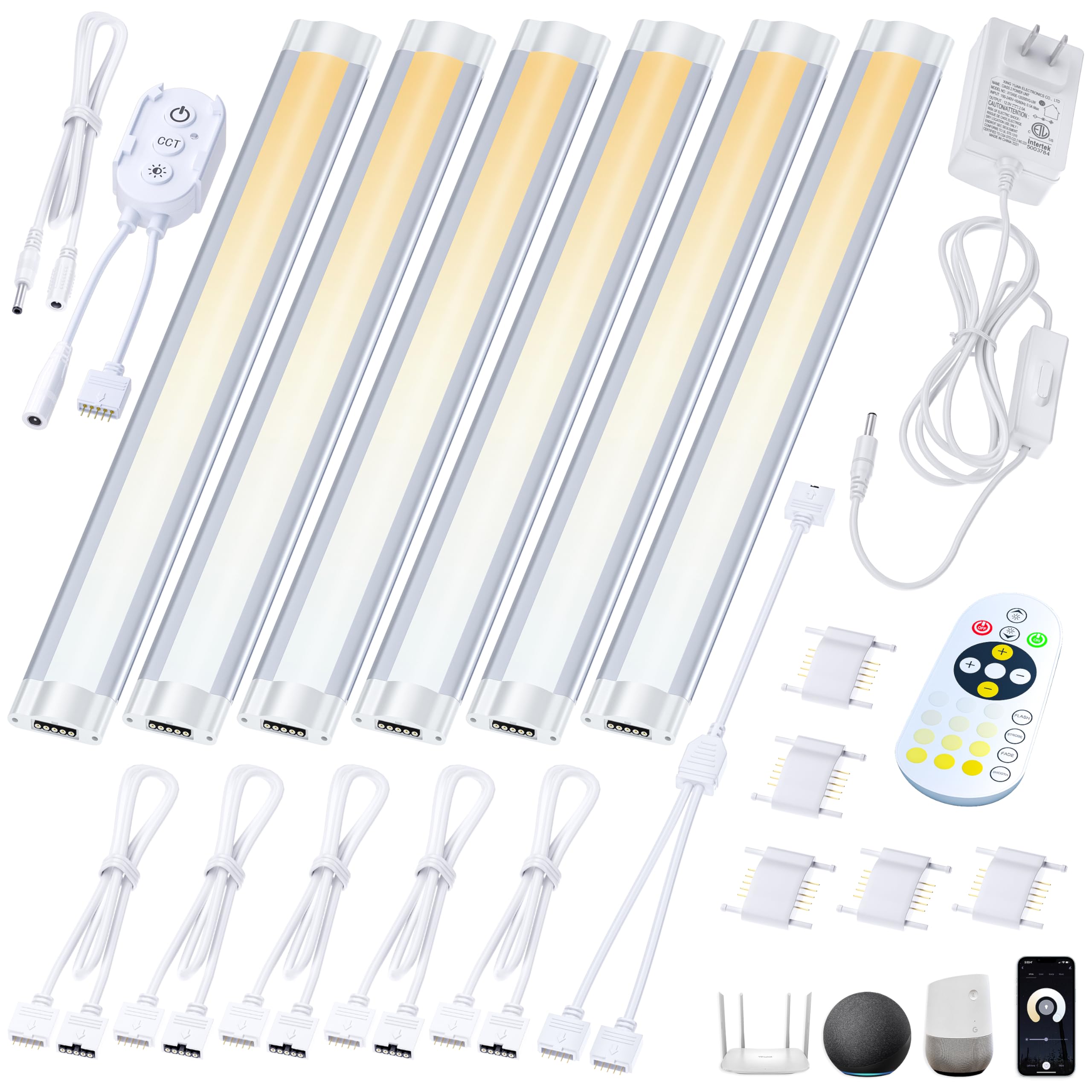 Smart Under Cabinet Lighting App, Alexa & Google Compatible Cabinet Lights - Linkable with Timer Under Counter Lights Fixtures f