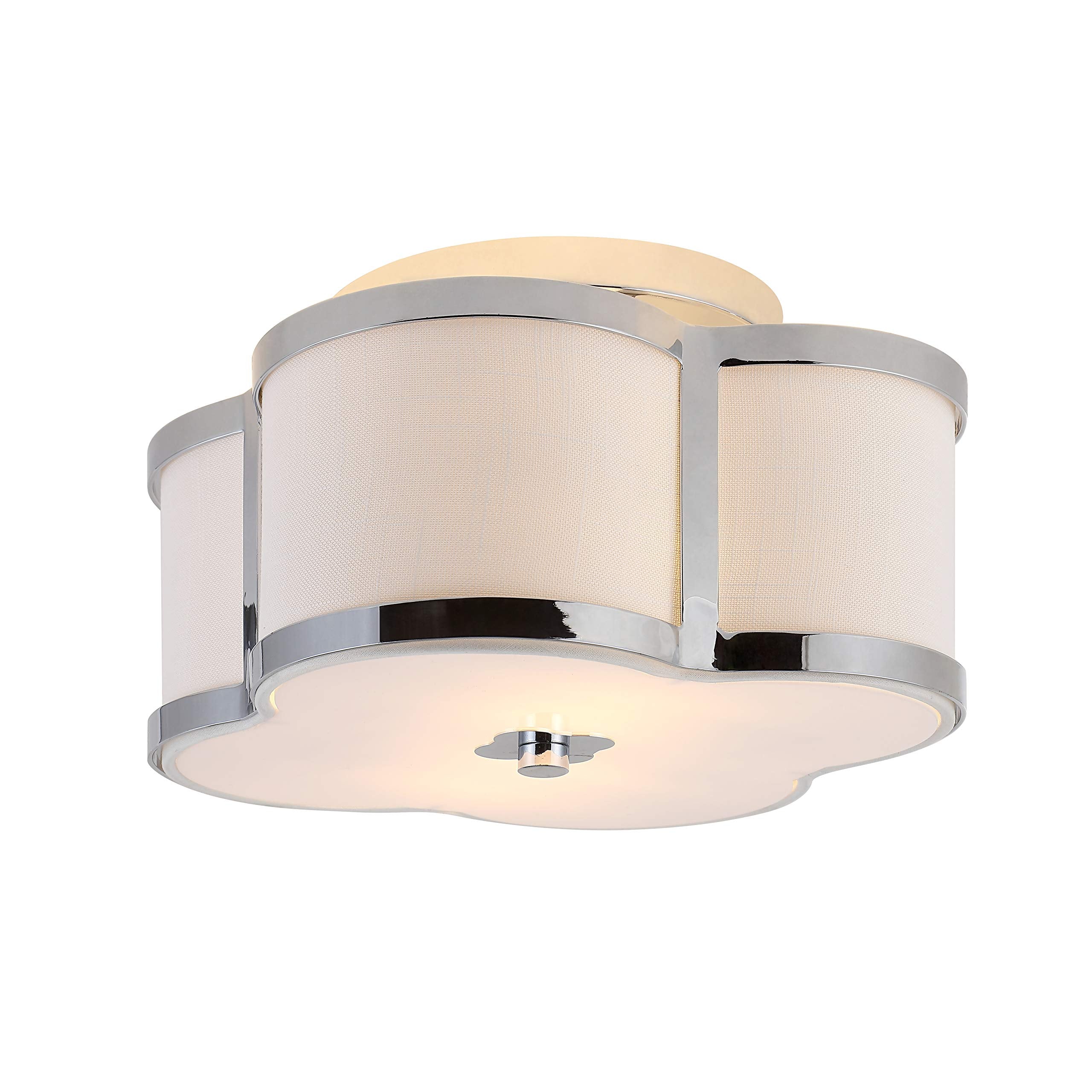 JONATHAN Y Quatrefoil LED Flush Mount Light, 2 Bulb, Chrome, Model JYL9507A, Dimmable 2700K Warm Light for Kitchen, Hallway