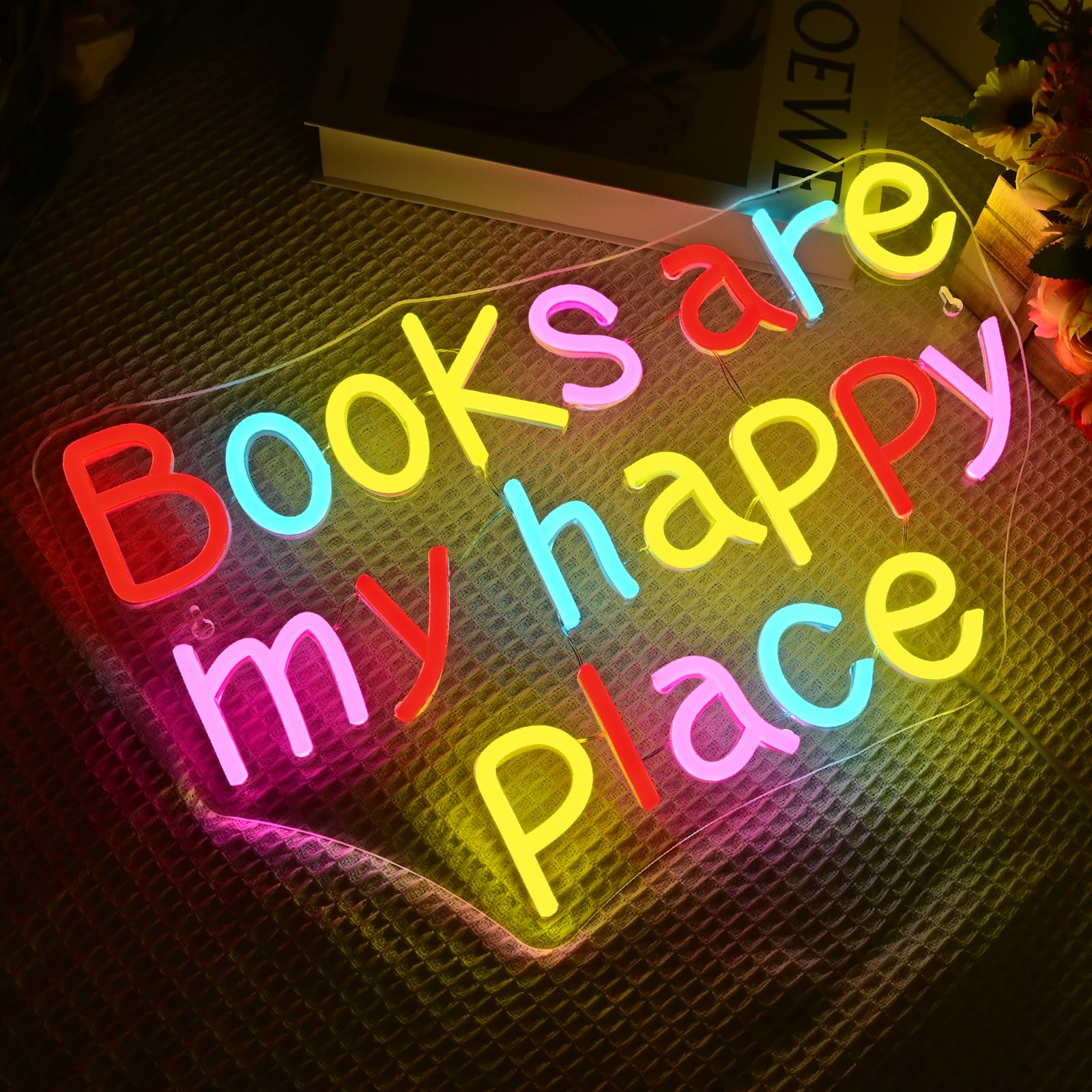 FAXFSIGN Neon Sign - Read More Books - Colorful Rainbow - 16.5 x 12.5 inches - Kids Gifts, Library, Classroom, Bookstore Decor