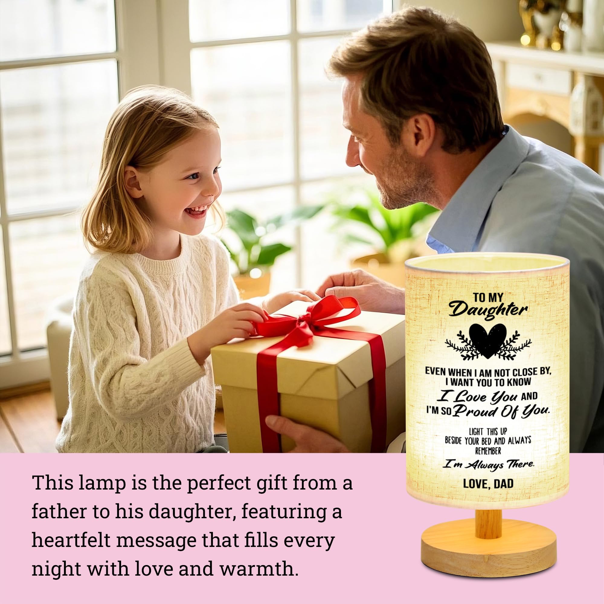 Wsyear Mothers Day Birthday Gifts For Daughter From Dad,To My Daughter Gifts From Dad- Table Lamp Father Daughter Graduation Gif