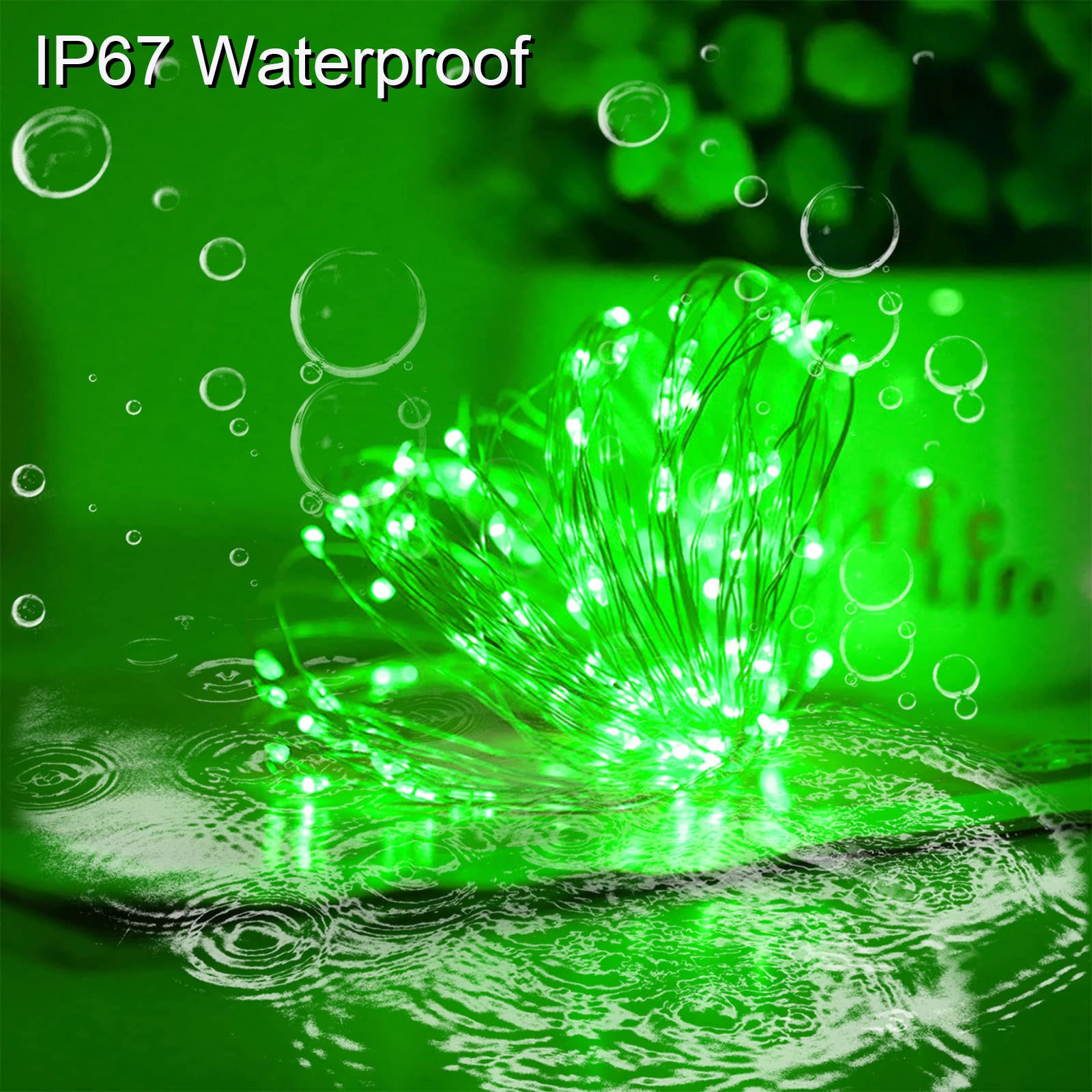 Yaozhou St Patricks Day Decorations Green Solar String Lights Outdoor Waterproof, 2 Pack Each 100Led 8 Modes Copper Fairy Lights For Garden, Patio, Fence, Balcony