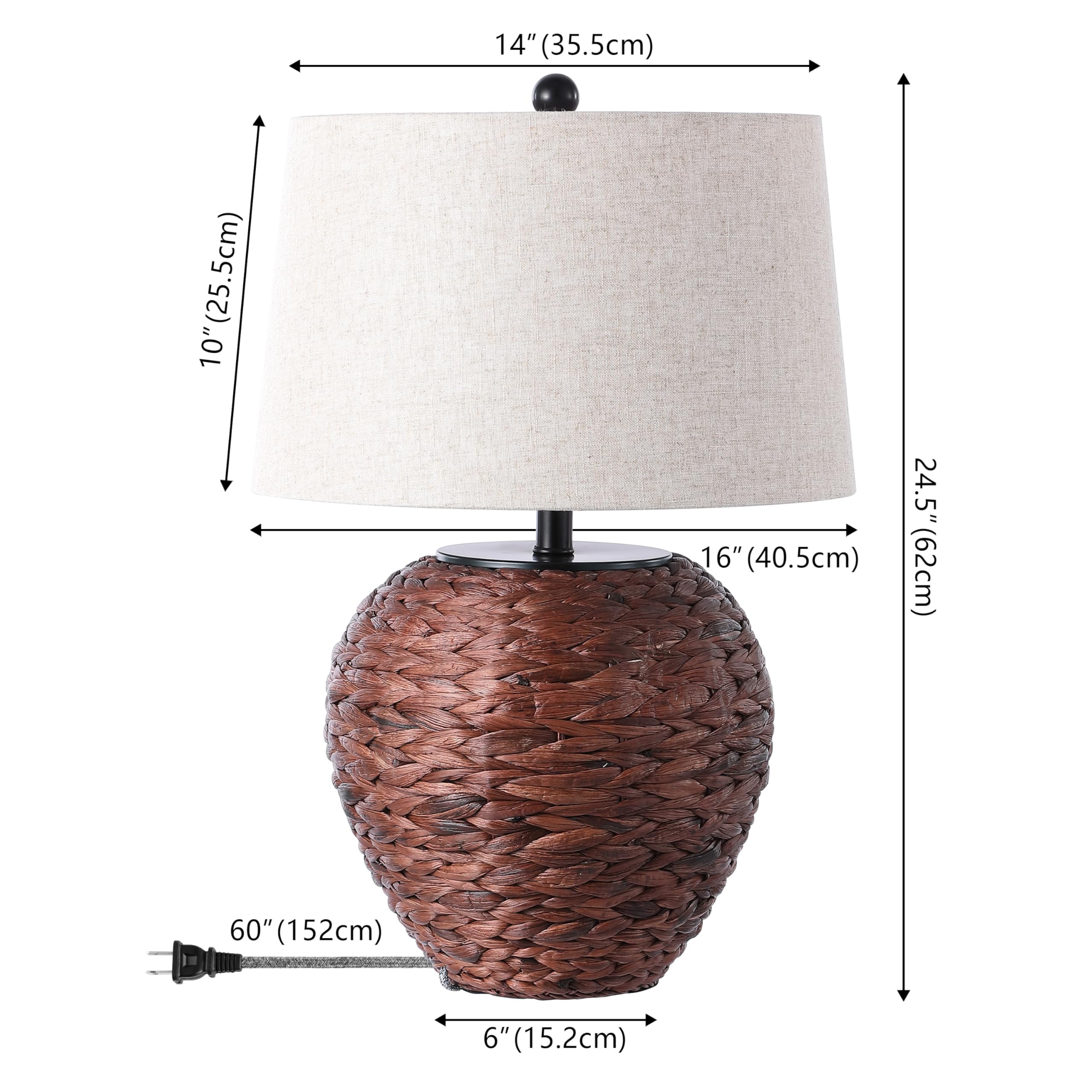 JONATHAN Y Alaro LED Table Lamp Water Hyacinth 24.5in Dark Brown JYL6501B for Bedroom Living Room Office