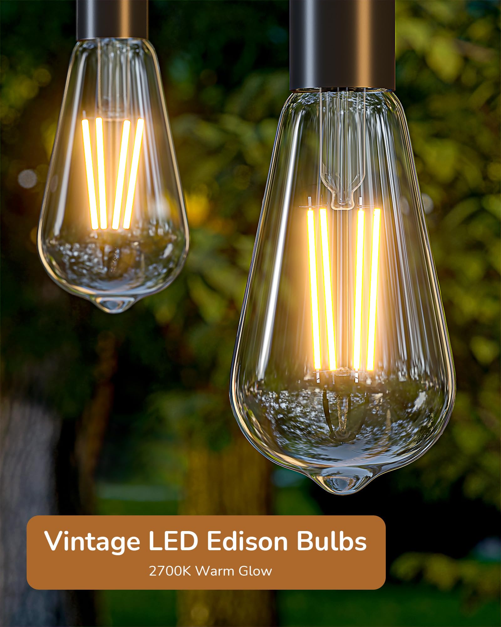 Edishine 6 Pack Vintage Led Edison Bulbs 8W Equivalent 60W, St64 Dimmable Led Light Bulbs, 700Lm 2700K Warm White Light E26 Base