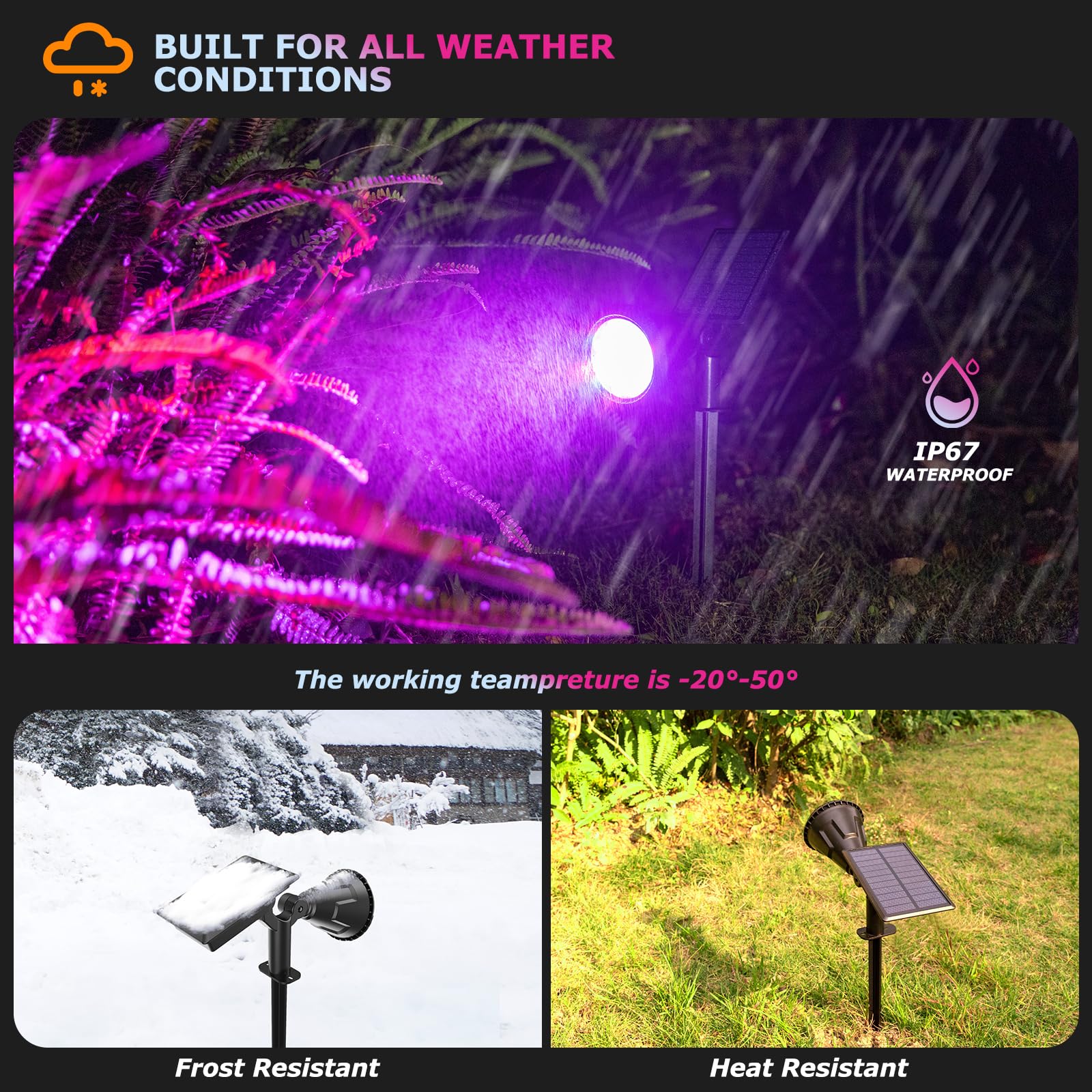 Xtgtp Color Changing Solar Spot Lights, 21 Leds, Ip67 Waterproof, 6 Pack Outdoor Lighting