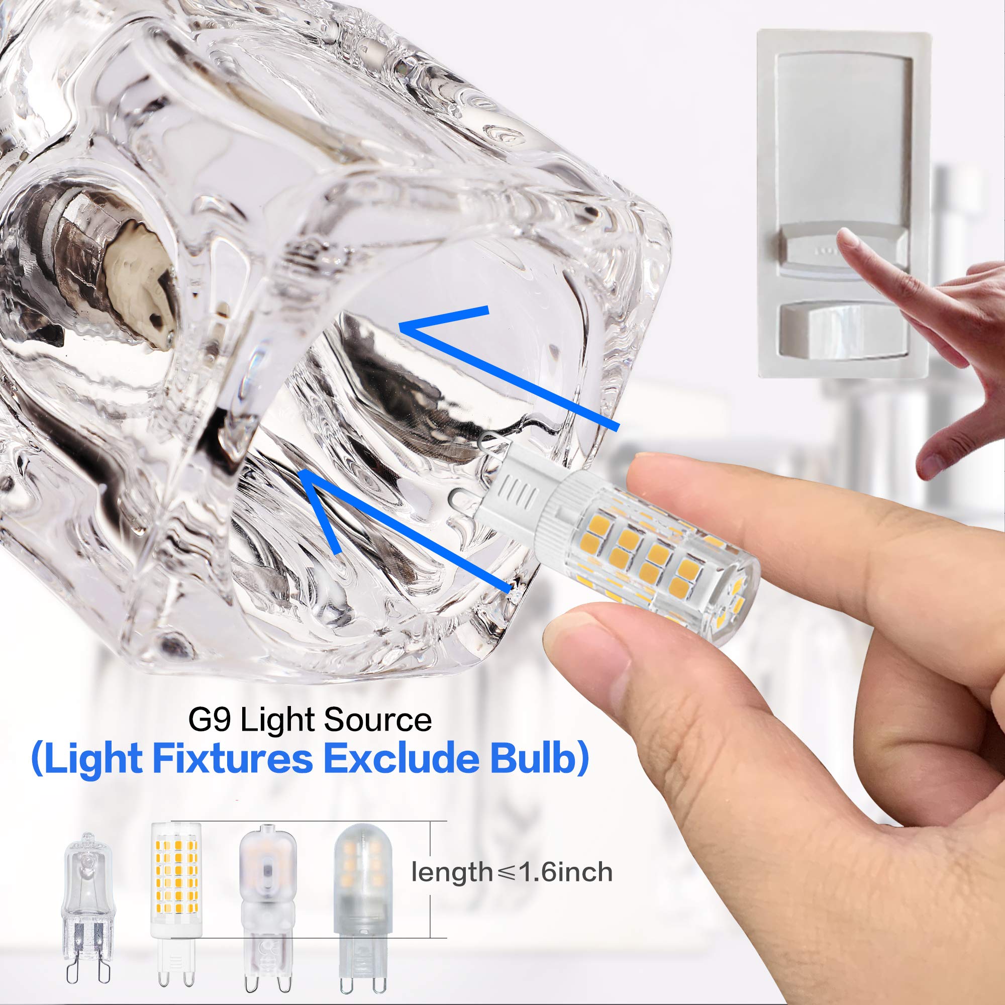 PRESDE Bathroom Vanity Light Fixtures - Modern LED 4 Lights, Chrome, Crystal Finish, Excludes Bulb