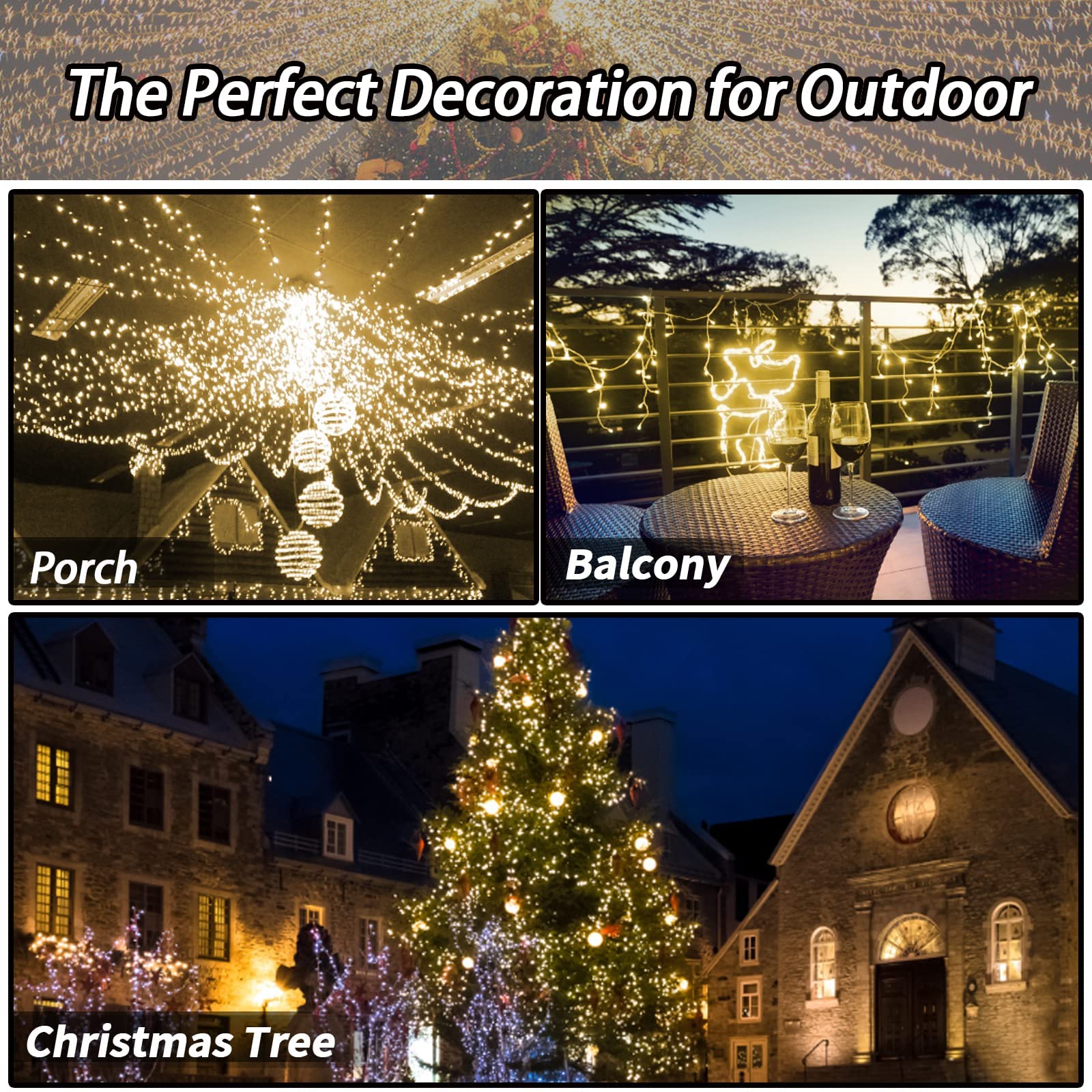 Selarlyt Solar String Lights Outdoor, 200 LED, 72FT, 8 Lighting Modes, Waterproof, Blue, for Garden, Patio, Balcony, Xmas, Wedding, Party
