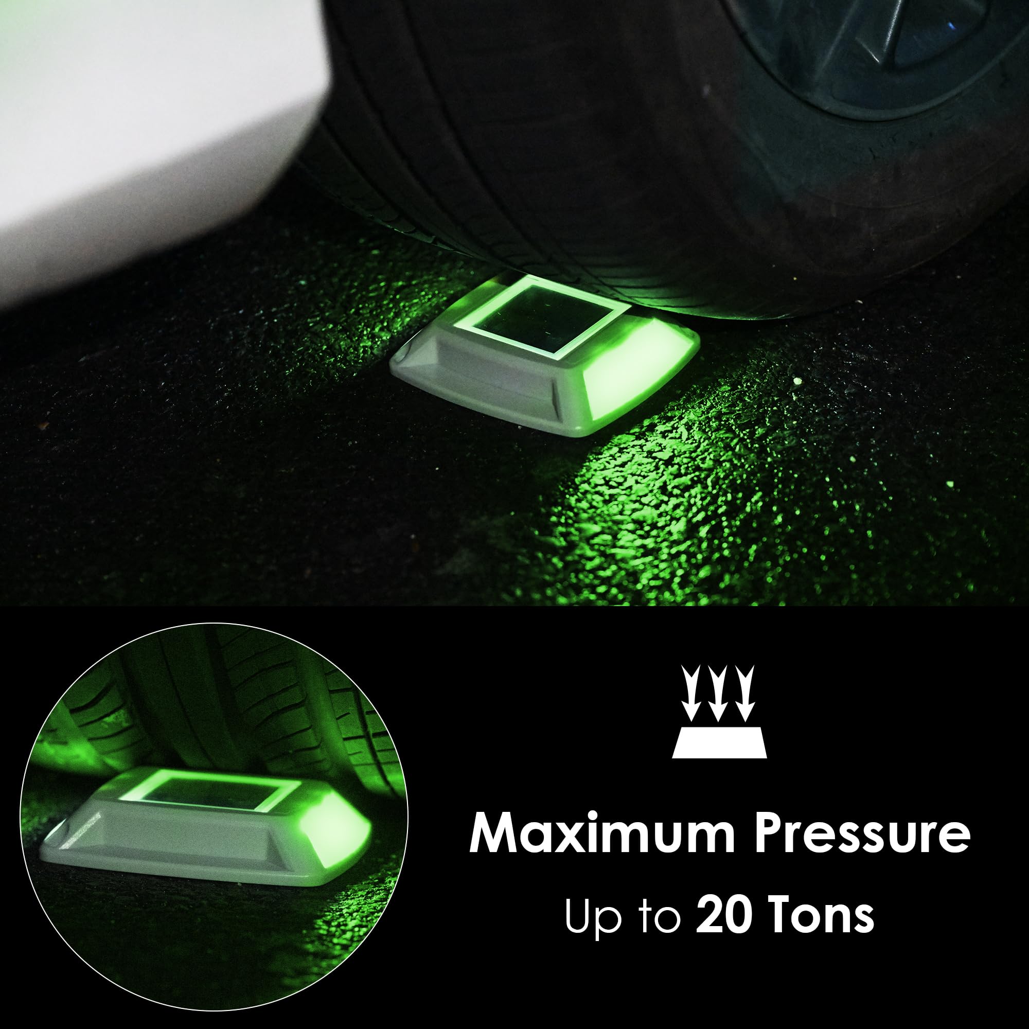 Sunflickt Solar Driveway Lights 12-Pack - 4 Led Ip68 Waterproof Marine Solar Dock Lights | Solar Powered Safety Markers For Path