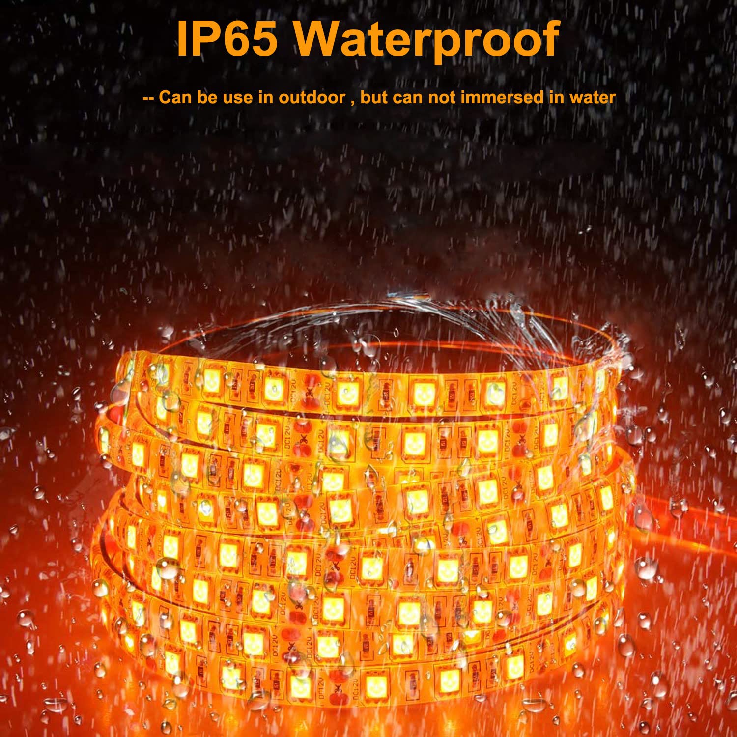 SUYOOULIN LED Strip Lights, SMD 2835, 1200 LEDs, 16.4Ft, Waterproof IP65, Orange, Model LS-002-OR