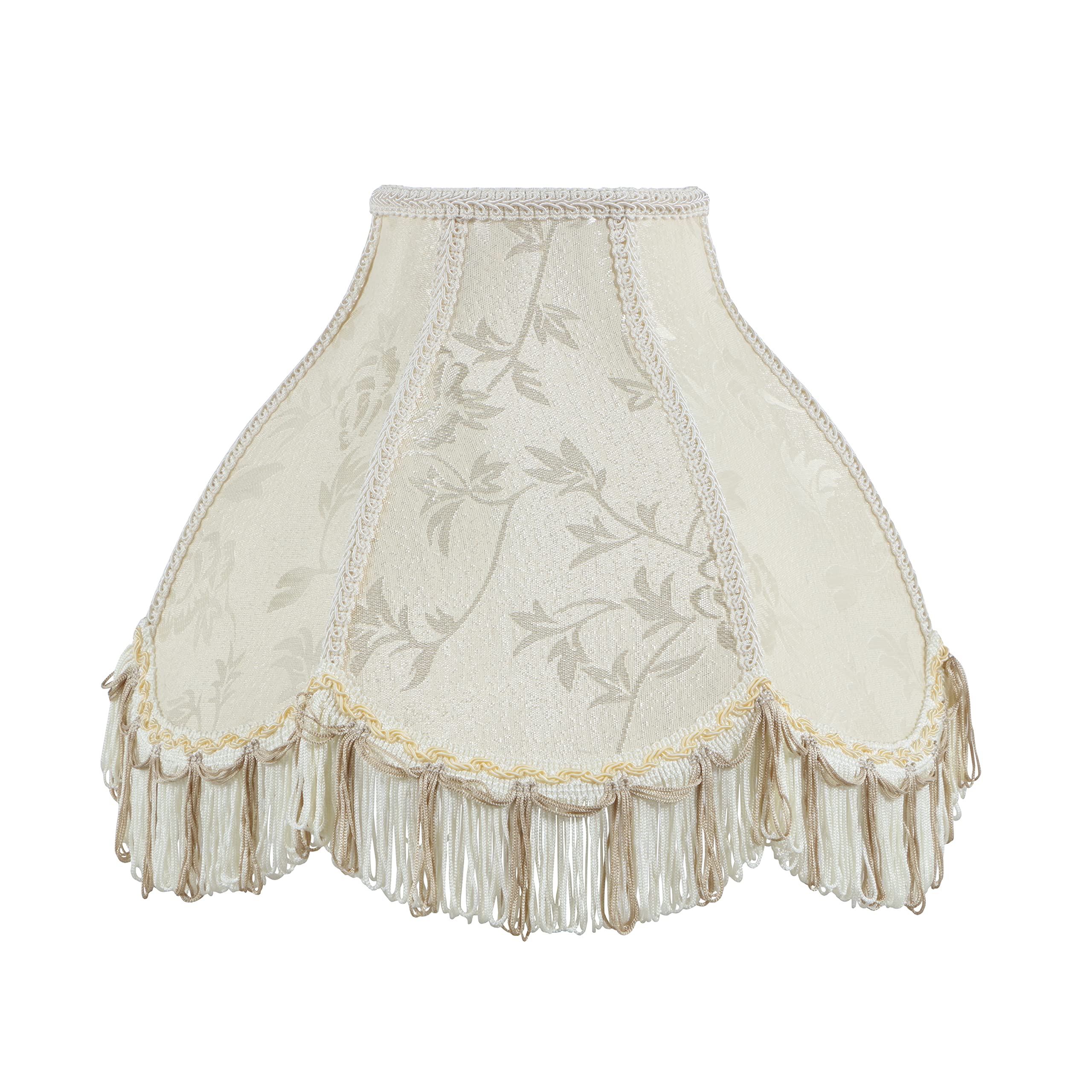 Aspen Creative 30334 Scallop Bell, Jacquard Textured Fabric Spider Lamp Shade, 5&quot; Top X 13&quot; Bottom X 9 1/2&quot; Slant Height, Ivory