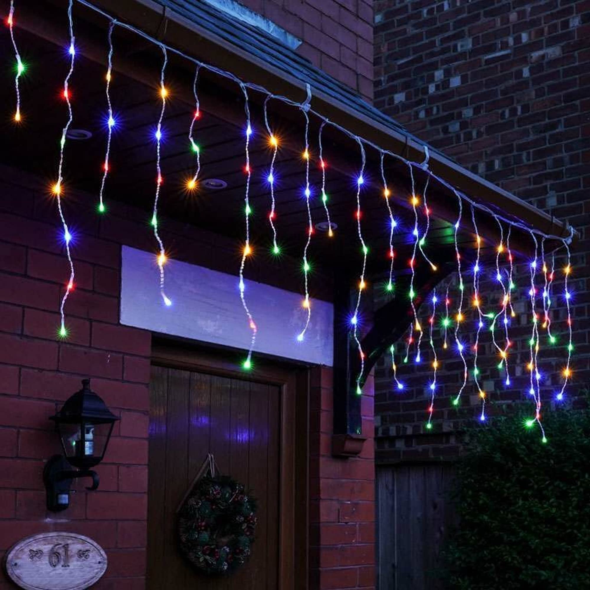 Dazzle Bright Christmas Icicle Lights, 8 Modes Curtain Fairy Lights With Drops, Connectable Xmas String Lights For Outside Holid