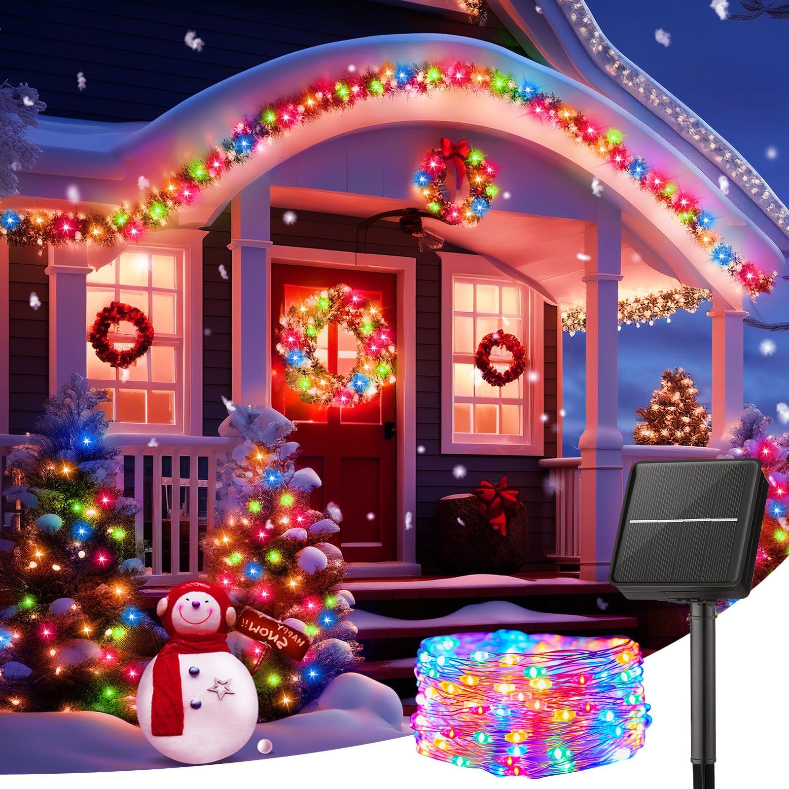 Minetom Solar String Lights For Outside  33Ft 100 Led Outdoor Solar Fairy Lights  8 Modes Balcony Lights For Tree Patio Christmas Party Wedding Decor 4Pc