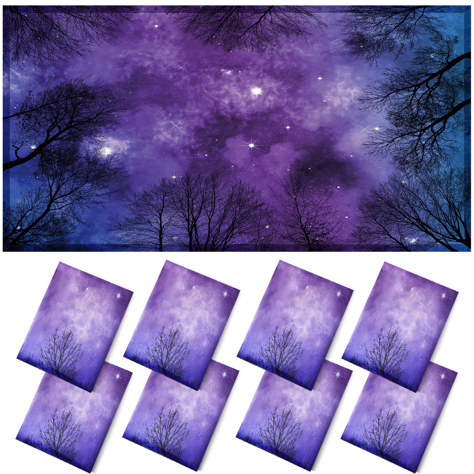 ANGSYLTH Fluorescent Light Covers - 8 Pcs Magnetic Filters, 4 x 2 Feet, Oxford Fabric, Forests & Starry Sky Color