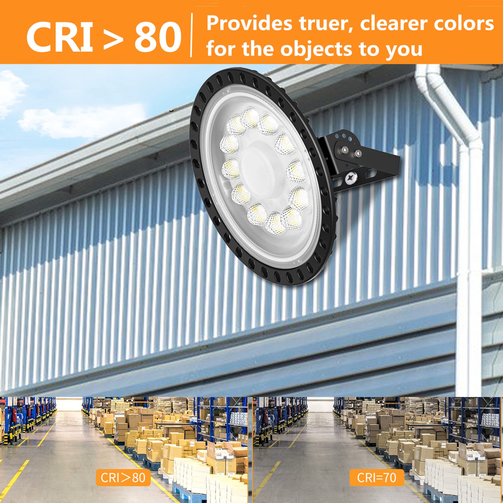 Chunnuan 100W Led High Bay Light, 10000 Lumens, 120 Reflector, Cold White, Ip65, Warehouse Lighting, Commercial, Garage, Factory