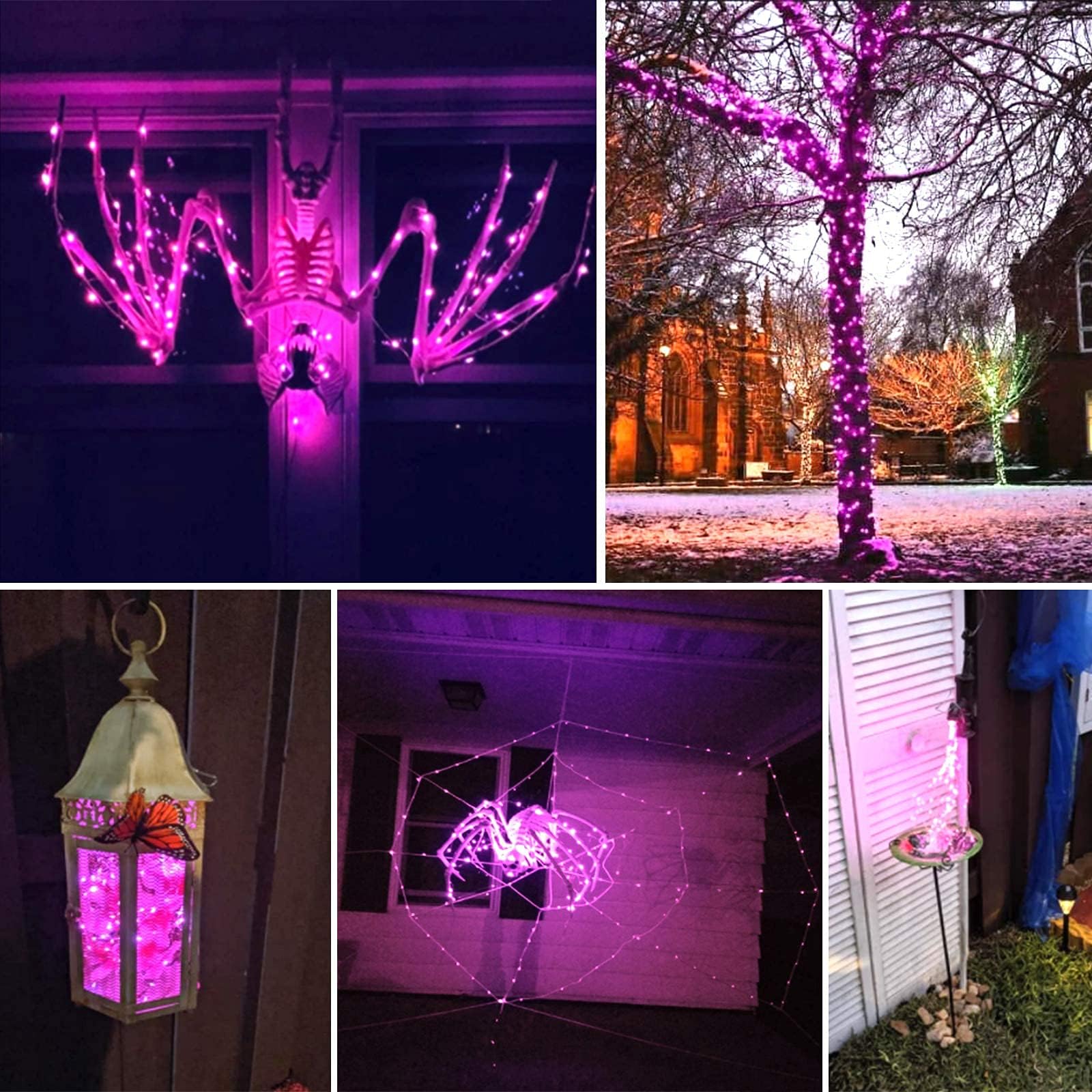 Sanjicha Pink Extra-Long Solar String Lights, 2-Pack 400 Led Solar Valentine Day Lights, Waterproof Copper Wire 8 Modes Solar Tw