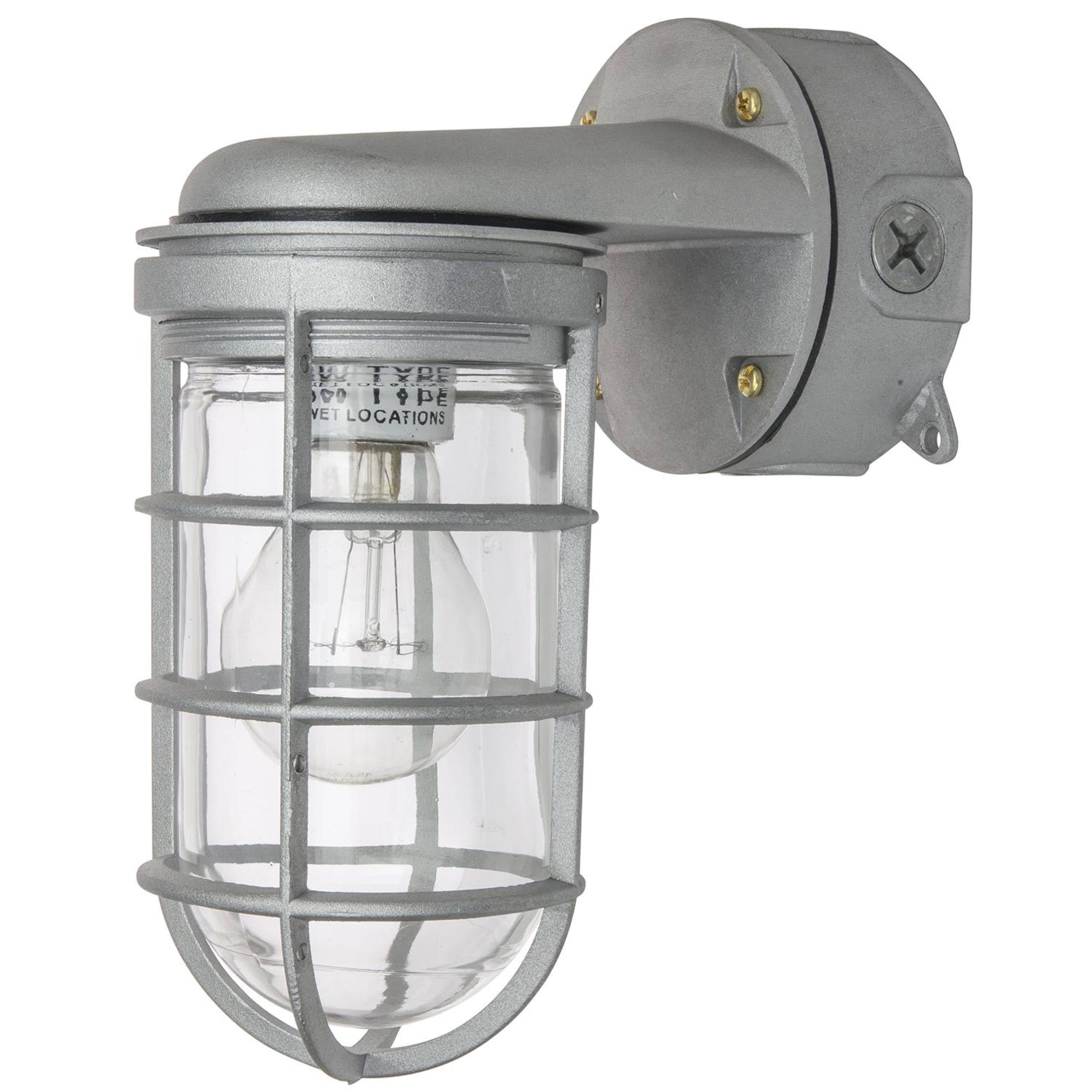 Sunlite Vaporproof Industrial Jar Light Fixture, Medium Base Socket (E26), Wall Mount, 100W Max, 120V, For Security Construction