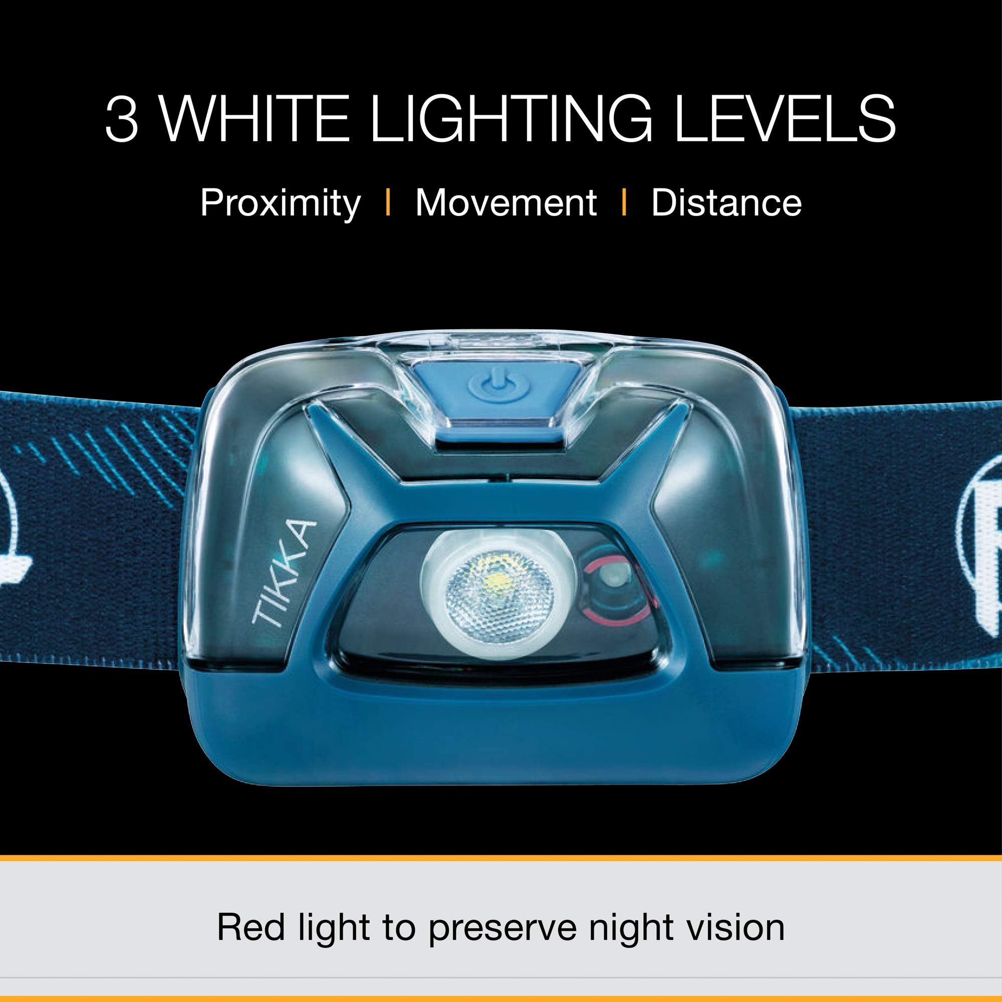 PETZL Tikka Headlamp E093FA00, Black, Polyester, Compact Design, Single Unit