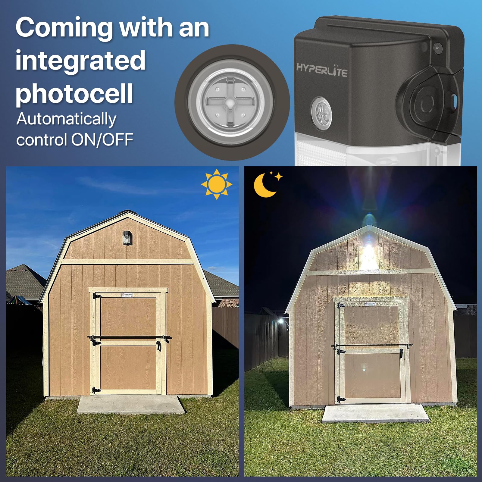 HYPERLITE 30W LED Wall Pack Light 3600lm 5000K with Photocell, Brown, Model HP-WL-AI01-1PACK, Ideal for Exterior