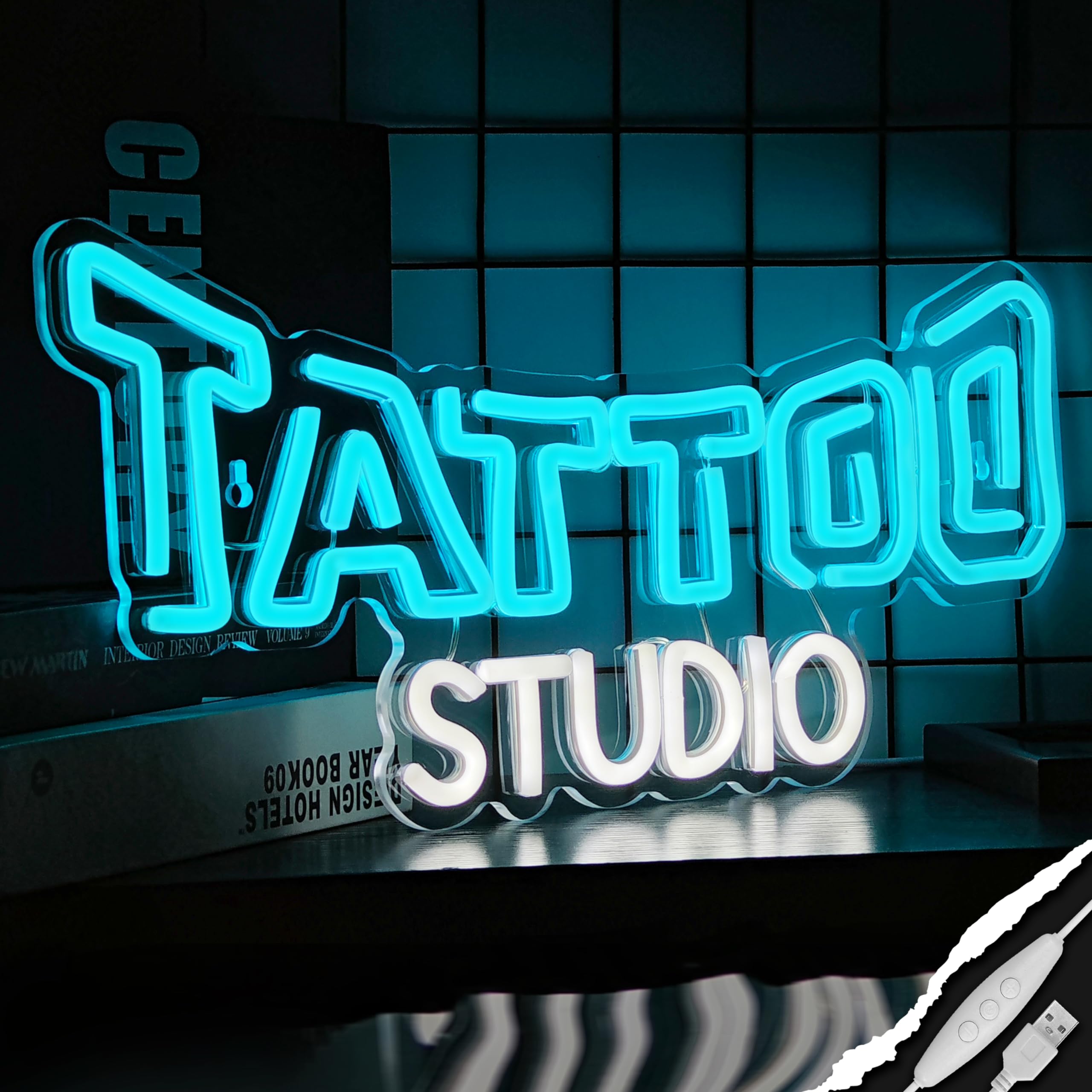 Tattoo Neon Sign Dimmable Tattoo Studio Neon Light For Tattoo Salon Studio Shop Business Logo Bedroom malt-inspired Bar Pub Garage Man Cave Decor Usb Powered Christmas Birthday Gift