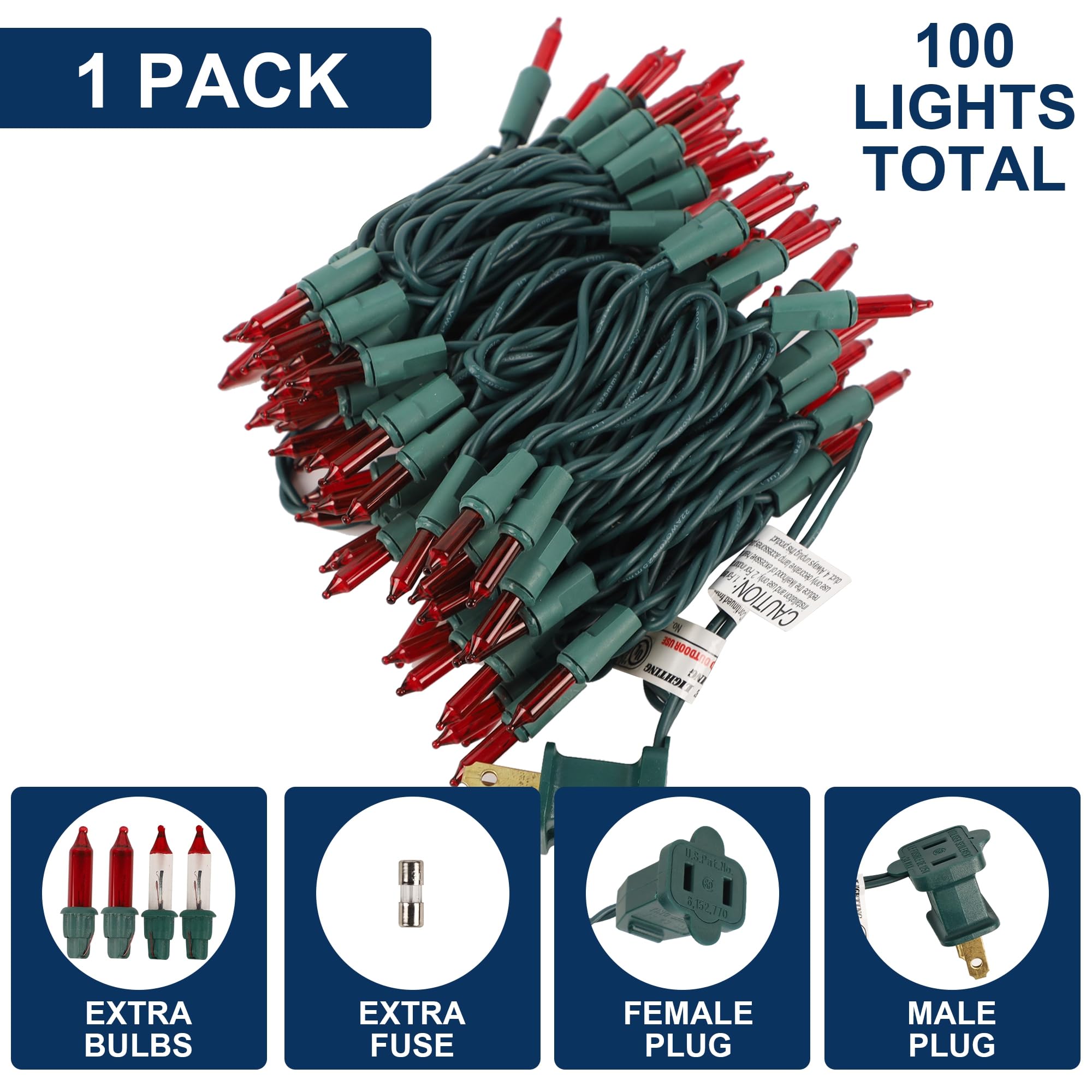 Watereem Red Christmas String Lights  100 Count  Incandescent Mini Christmas Lights  Connectable Xmas Tree Light For Indoor Outdoor Garland Birthday Holiday Wedding Festival Party