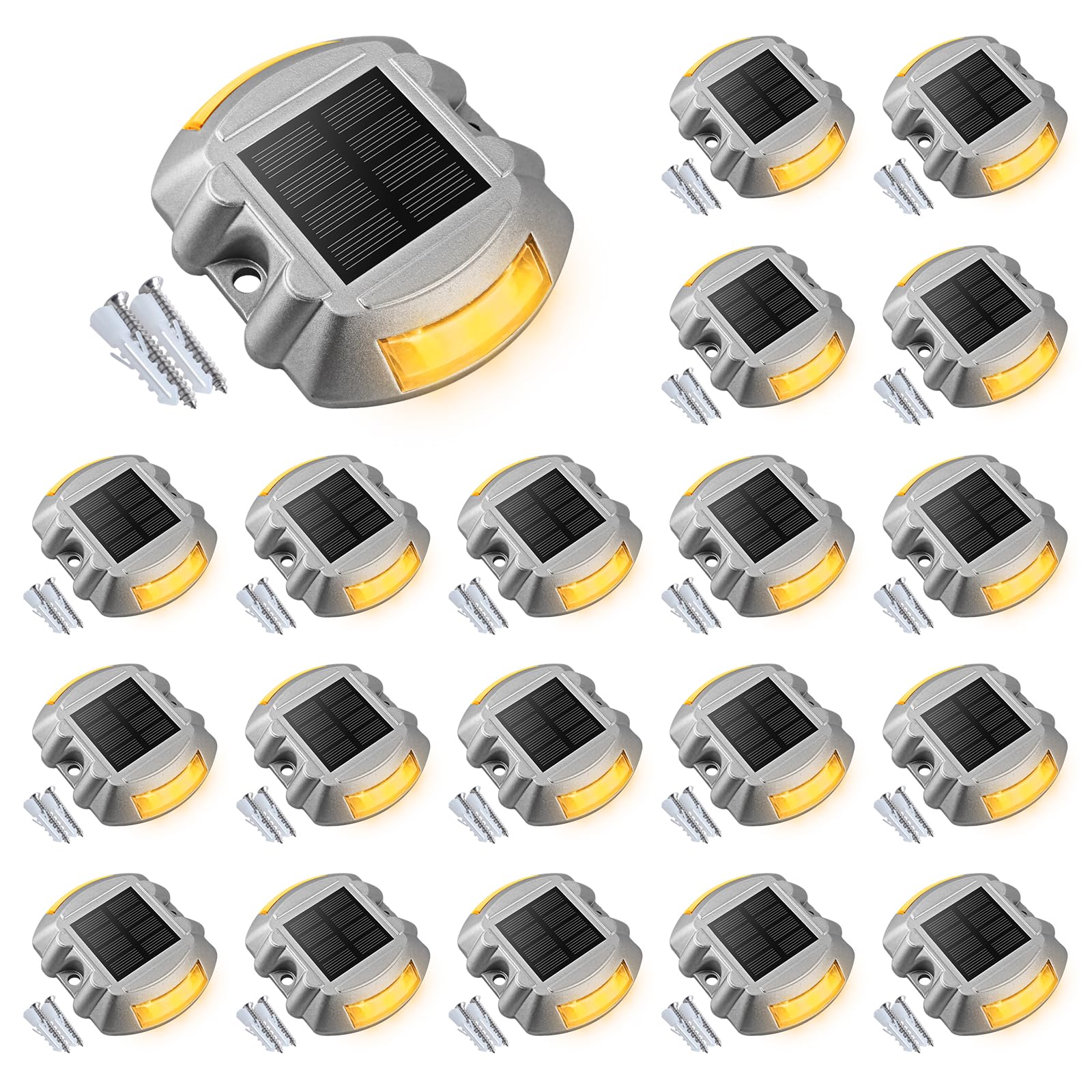 VOLISUN Solar Deck Lights, 20-Pack IP67 Waterproof Outdoor Step Lights, Warm White, Model 21349ZM