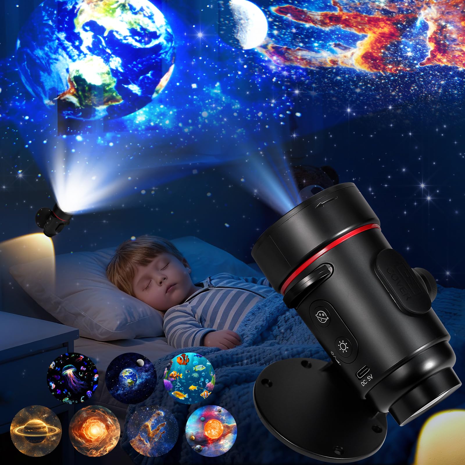 Galaxy Projector, 2-in-1 Planetarium Star Projector with 7 HD Slides Wall Lamp, LED Sconces Night Light Starry Sky Space Solar S