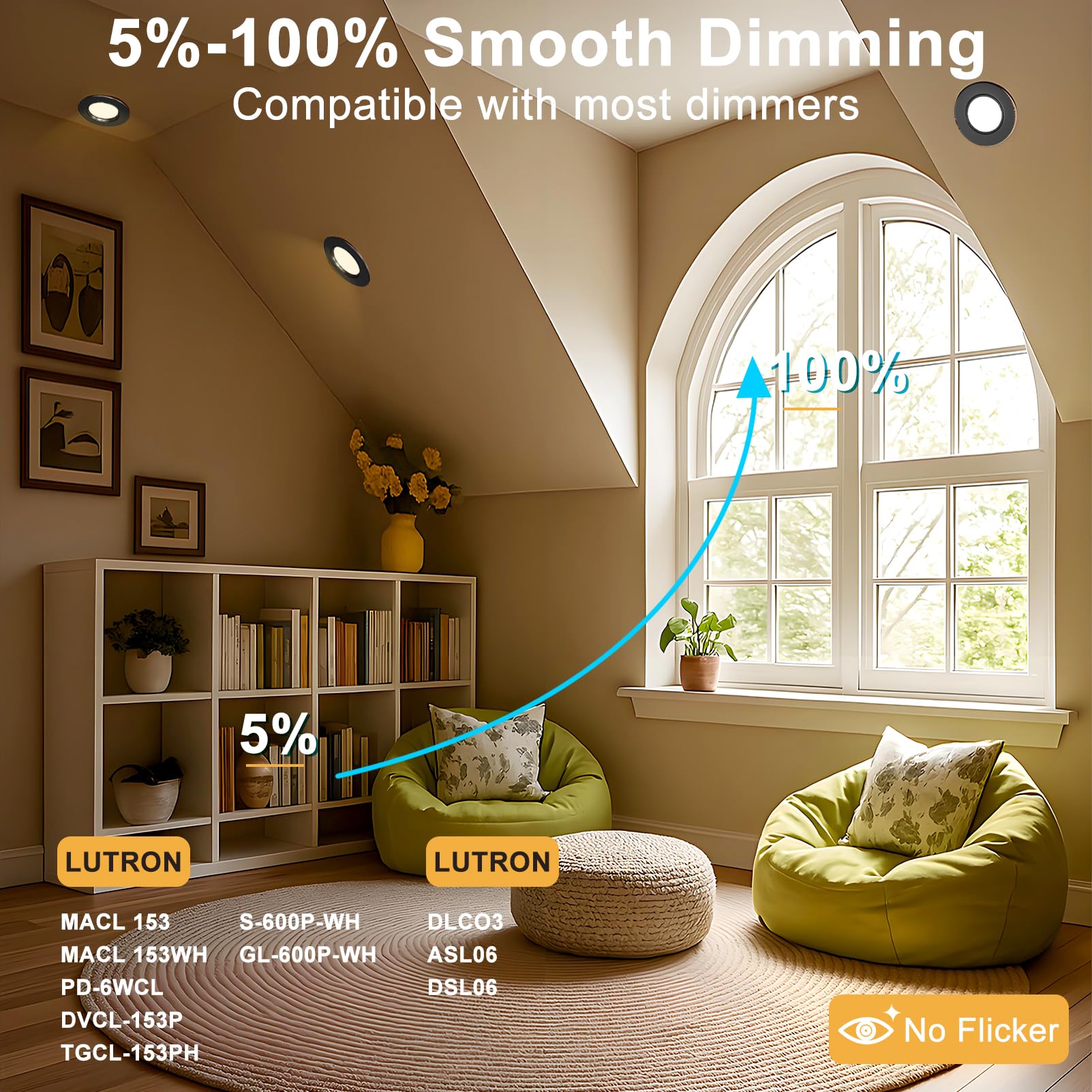 Lightdot 6 Pack 6 Inch Led Gimbal Recessed Lighting  360+90 Adjustable  3Cct Selectable & Dimmable (5%-100%)  1300Lm Ultra Bright Canless Downlight  Etl/Fcc Certified For Living Room/Kitchen-Black