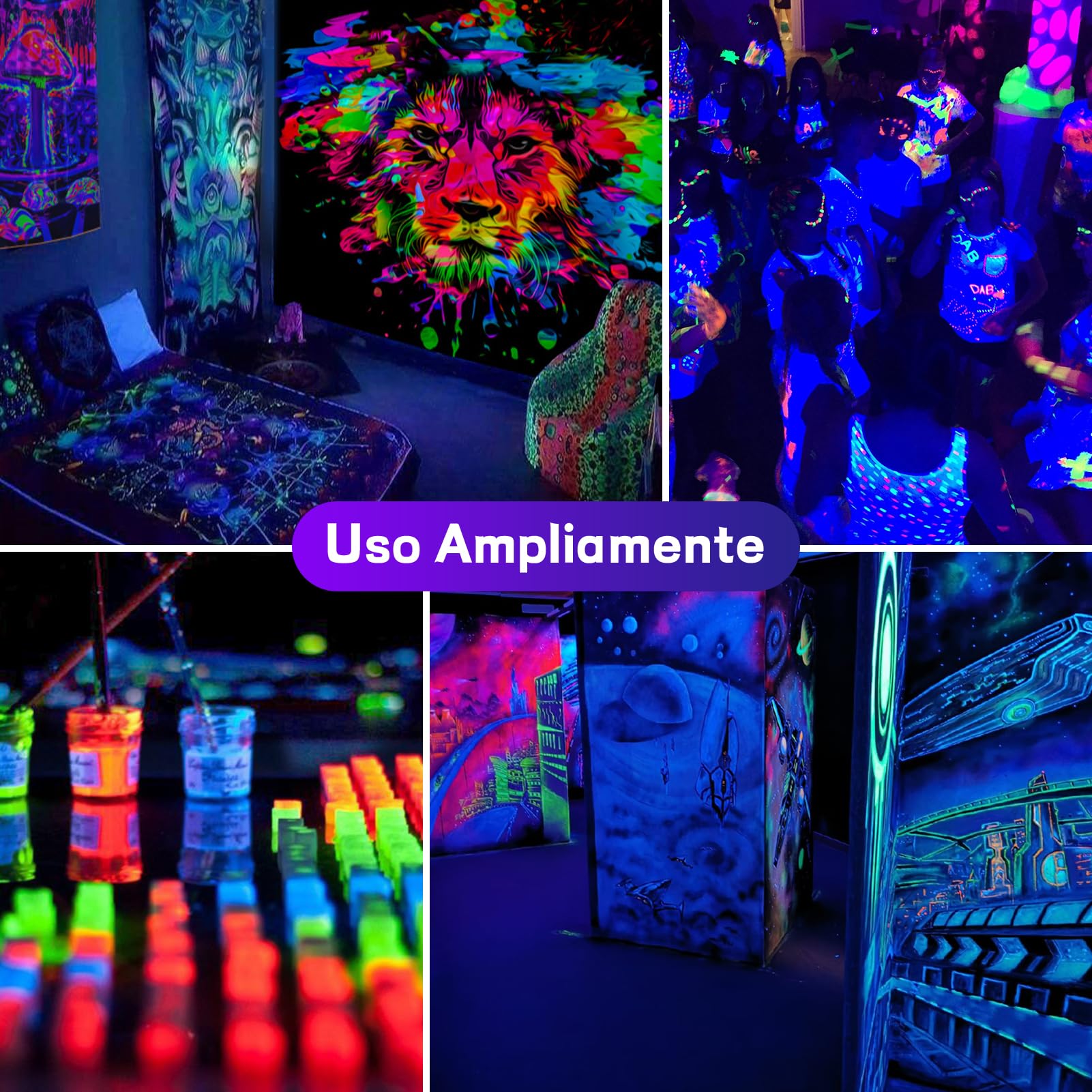 Elwoks 150W Led Black Light, Black Lights For Glow Party, Ultra Thin Black Lights Flood Lights With On/Off Switch, Glow In The Dark, For Party, Halloween, Body Painting