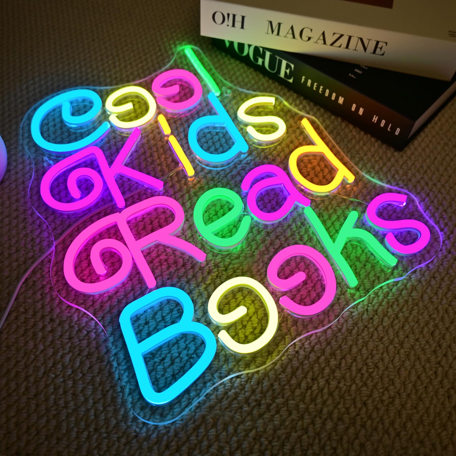 Faxfsign Cool Kids Read Books Neon Sign For Wall Decor Reading Neon Light Sign For Classroom Library Bedroom Bookstore School Led Neon Signs Children Students Kids Book Lover Gifts