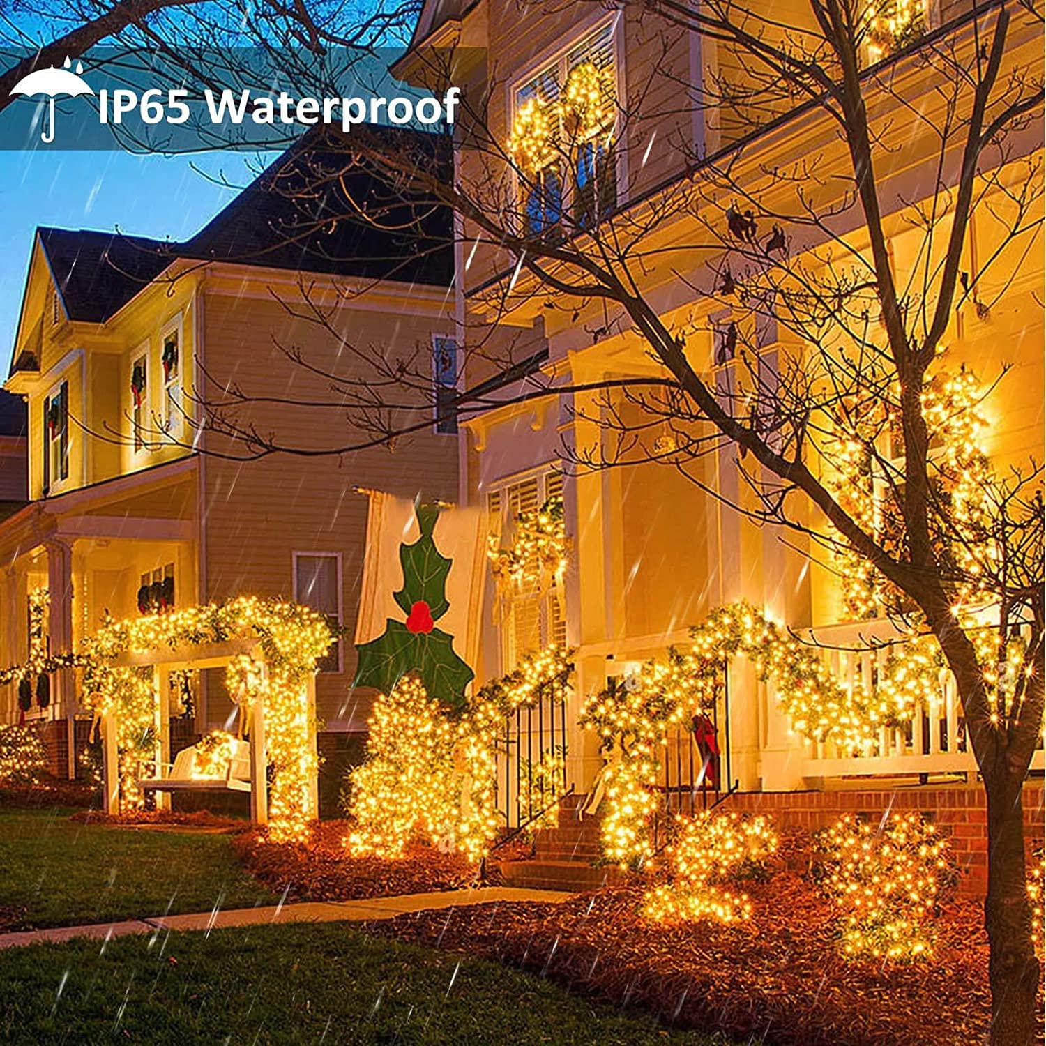 iShabao Solar Fairy String Lights, 33ft, 100 LED, Warm White, Waterproof, 8 Modes, Outdoor Decor for Garden, Patio, Party, Wedding