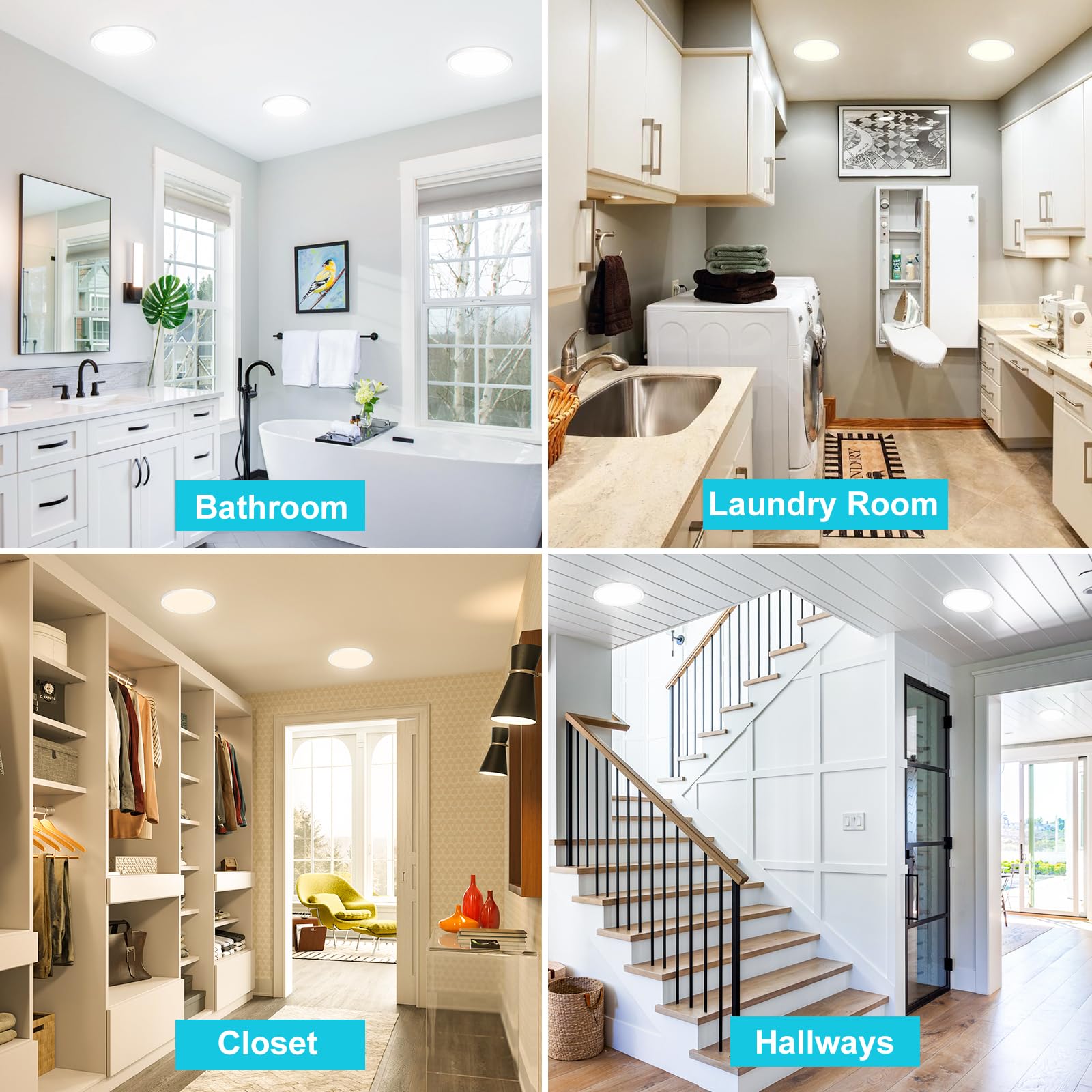 Libtit 6 Pack 7 Inch Led Ceiling Light Flush Mount, 15W 1500Lm Ceiling Light Fixtures, 3000K/4000K/6500K Color Options, Round Su