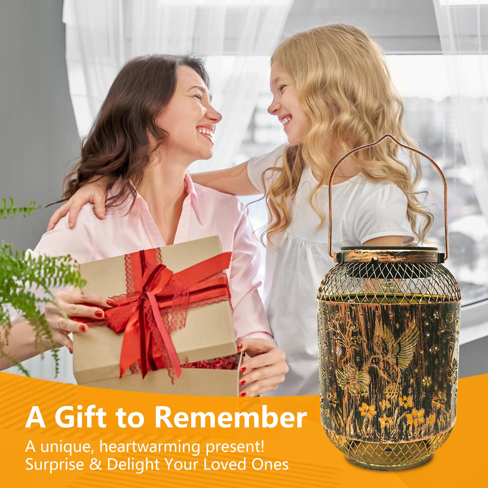 Humiieye Solar Lantern Outdoor Hummingbird Garden Decor  Ip65 Waterproof Hanging Solar Powered Lights Birthdays Gifts For Women Mom  Metal Decorative Light For Patio Yard Lawn Porch Backyard Christmas