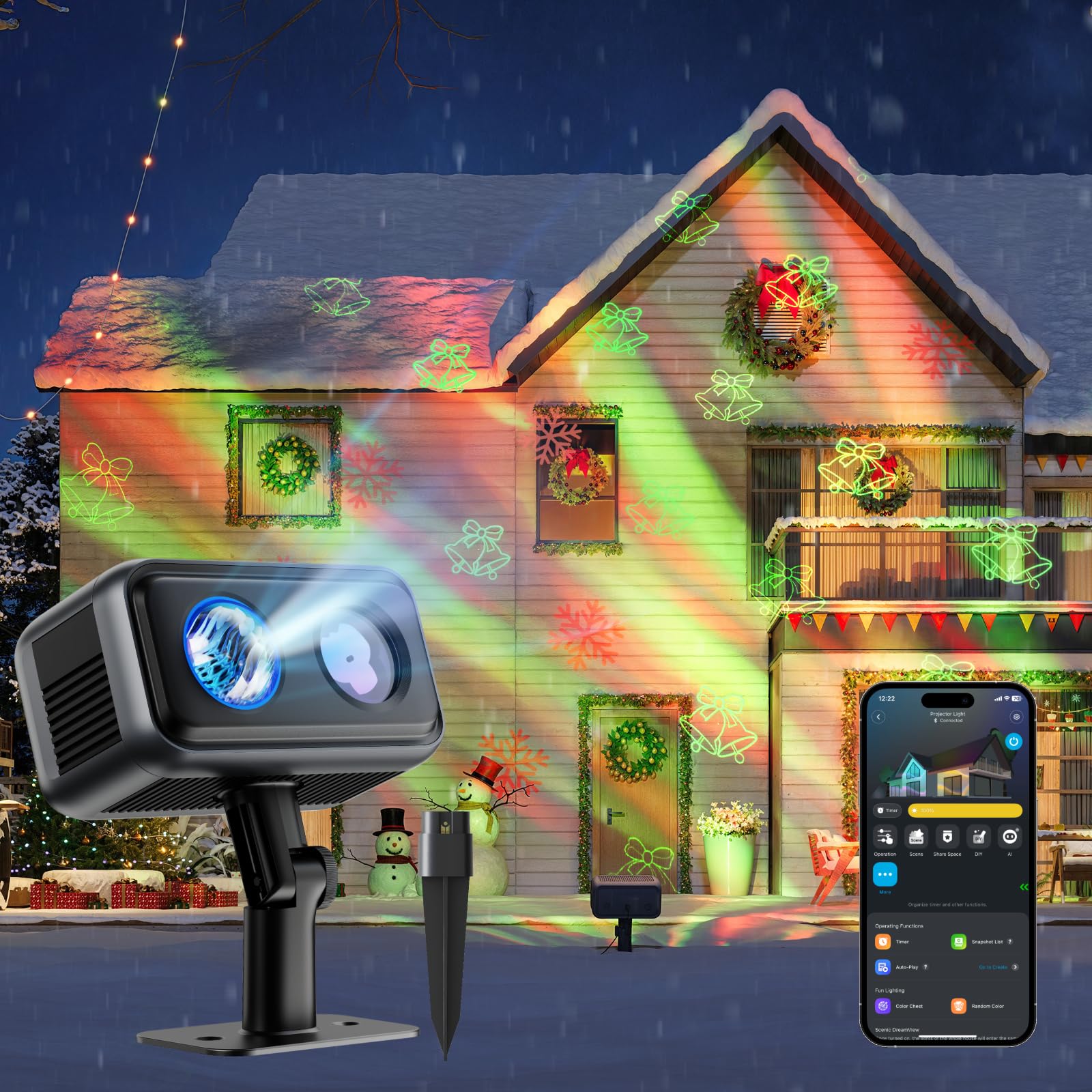 Govee Outdoor Projector Light  Upgraded Aurora Star Projector With 16 Rgb Patterns  50+ Scene Modes For Indoor & Outdoor Holiday Decor  Works With Alexa  Google  Matter  Ip65 Waterproof