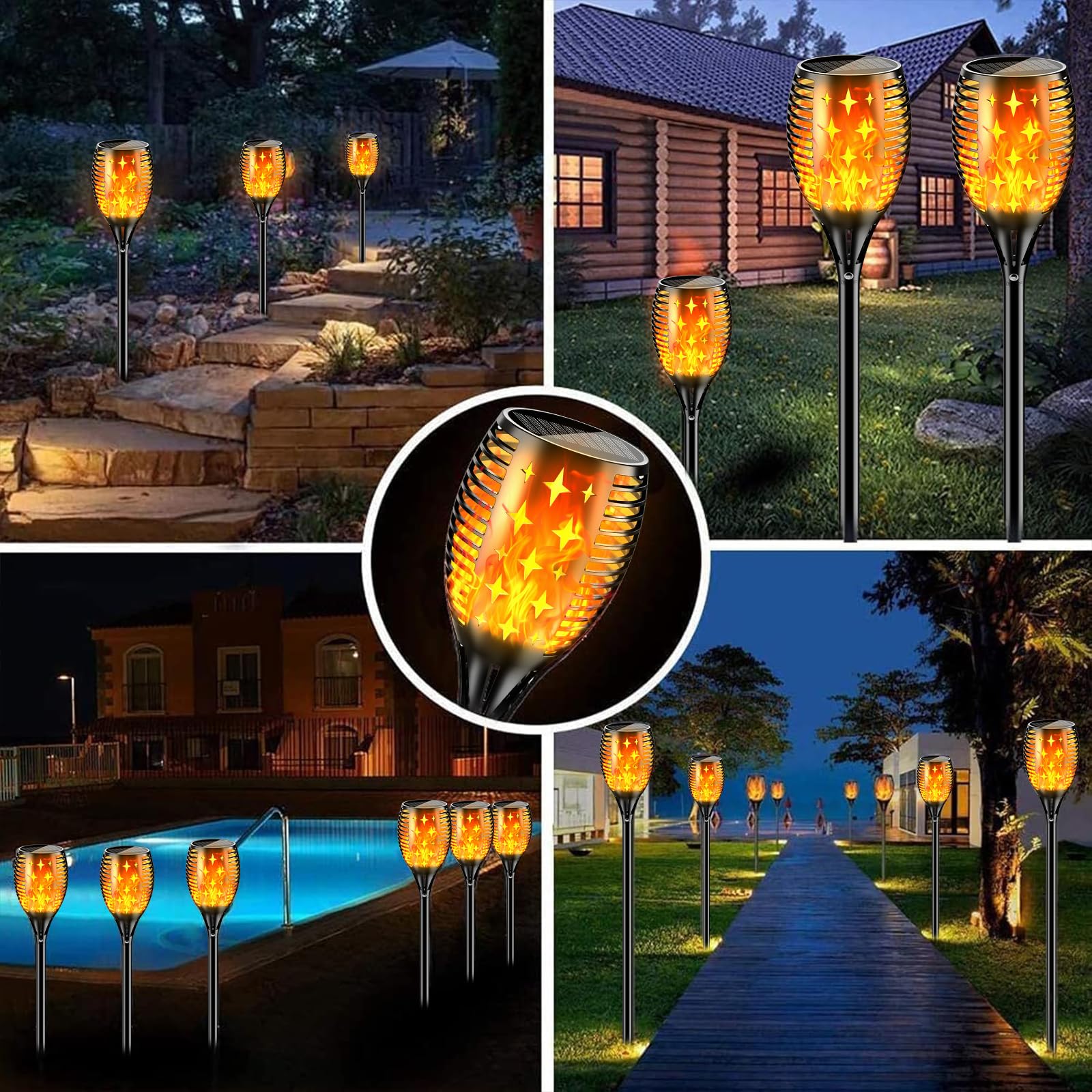 Youngpower 43'' Large Solar Torch Lights Flickering Flames Torches, Waterproof Outdoor Flame Decoration Lighting For Yard Drivew