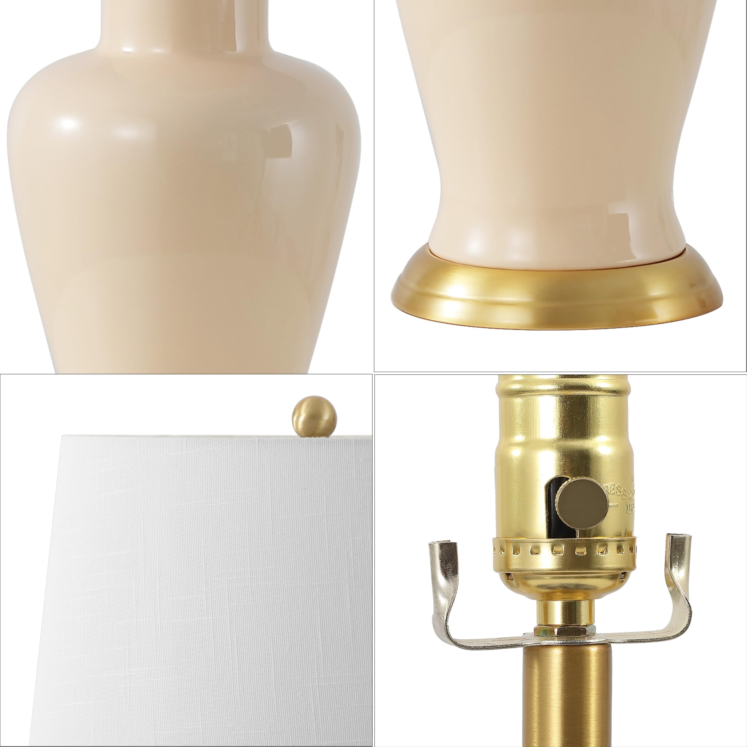 JONATHAN Y 29" Ceramic Urn LED Table Lamp, Almond - Model JYL4026D for Bedroom, Living Room, Kitchen, Home Office, Kids Room
