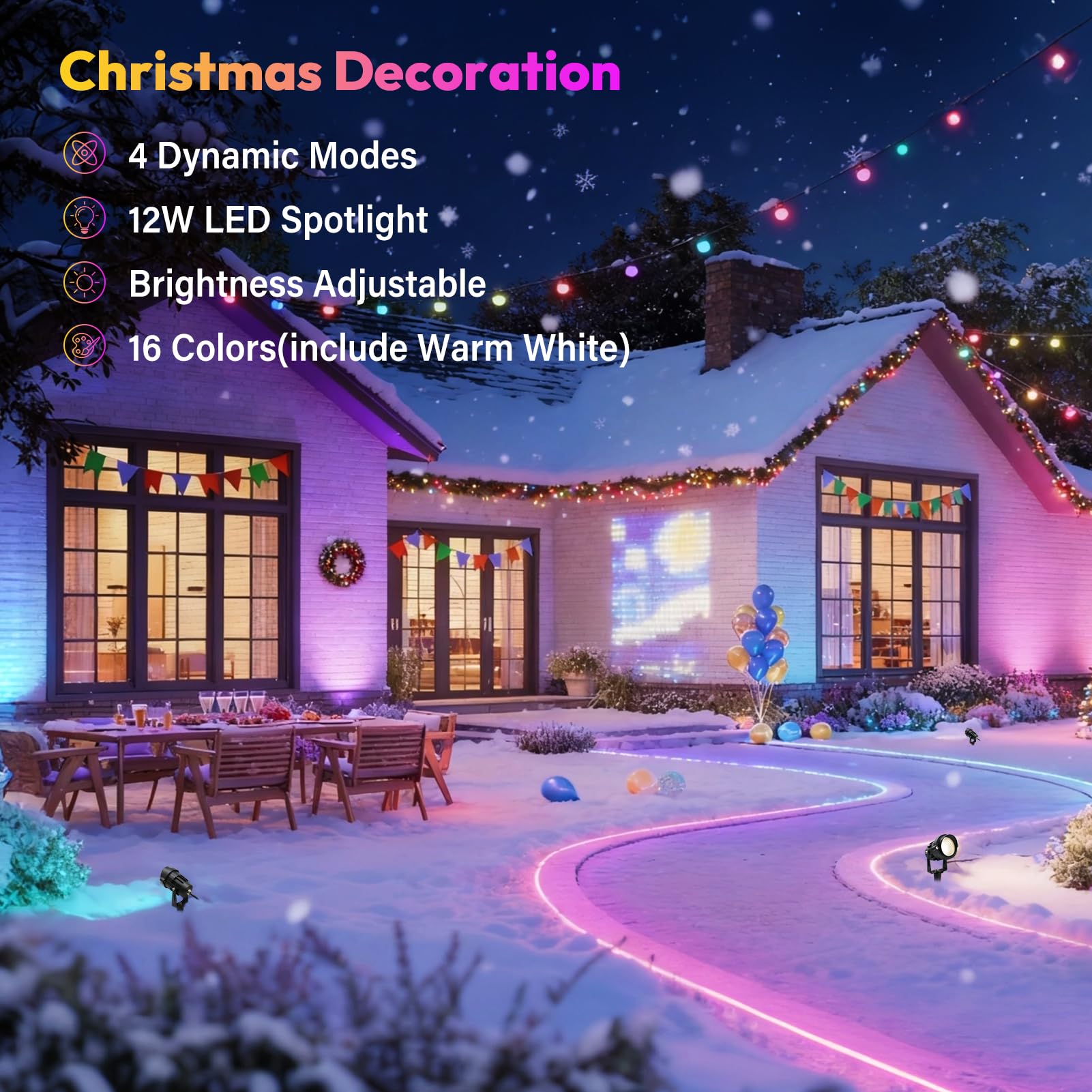 Halloween Christmas Spotlight Outdoor Color Changing Landscape Spotlights 12W Rgbw Led Outdoor Spot Lights For Yard Garden Decor Waterproof 110V Plug In Landscape Lighting With Remote 2 Packs