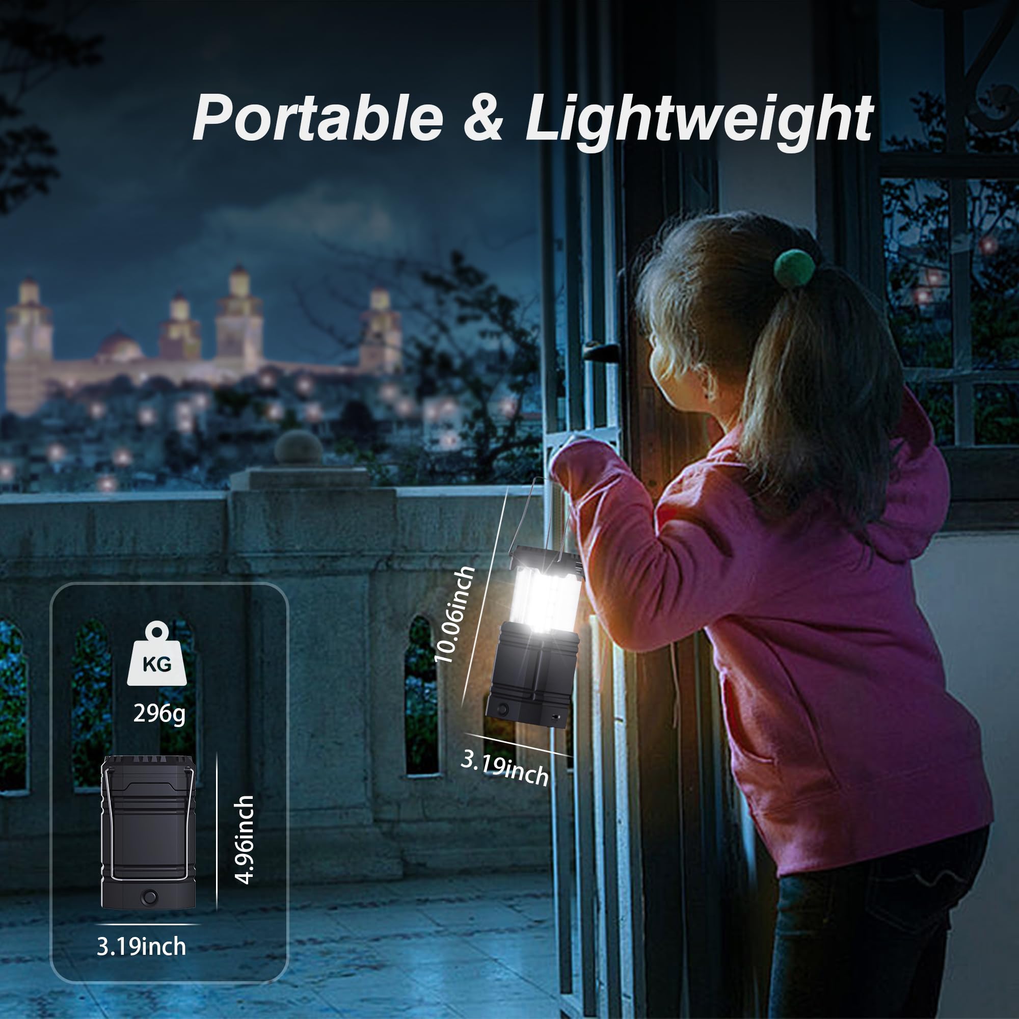 Mesqool 3000 Large Capacity Hand Crank Solar Lantern - Ultra Bright LED, 23-26 Hours Run Time, USB Charger, Black, Model CL1000
