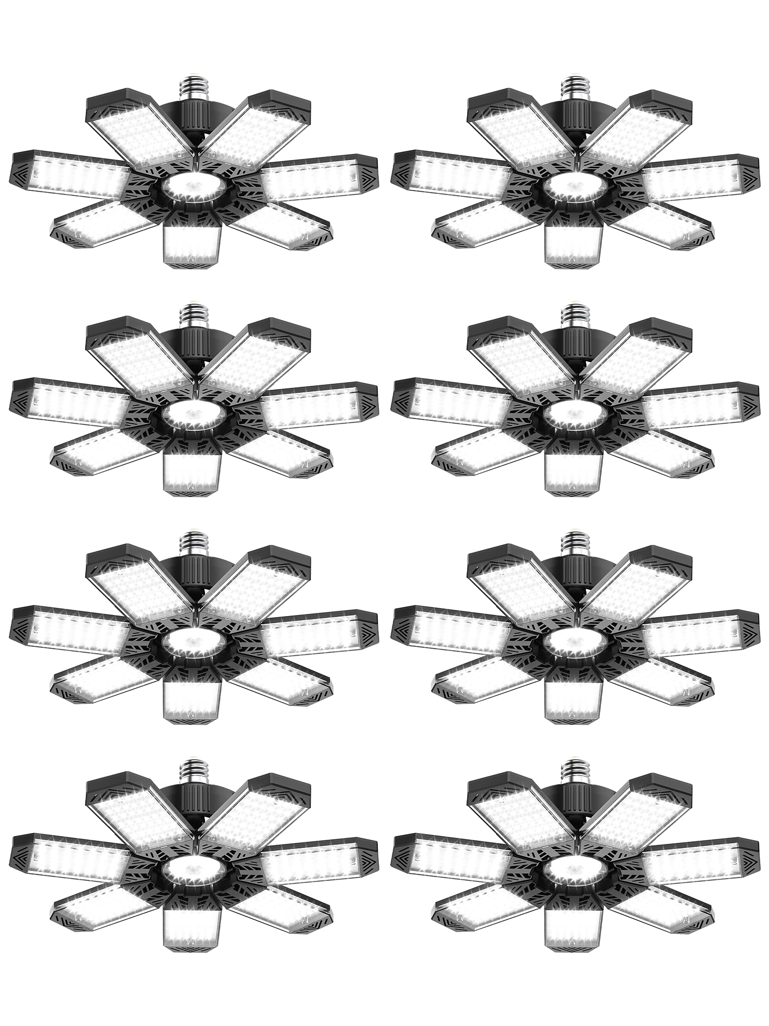 LED Garage Light 200W, 8 Pack Super Bright Garage Lights 20000LM Garage Lights Ceiling Led with 7 Adjustable Panels 6500K Led Sh