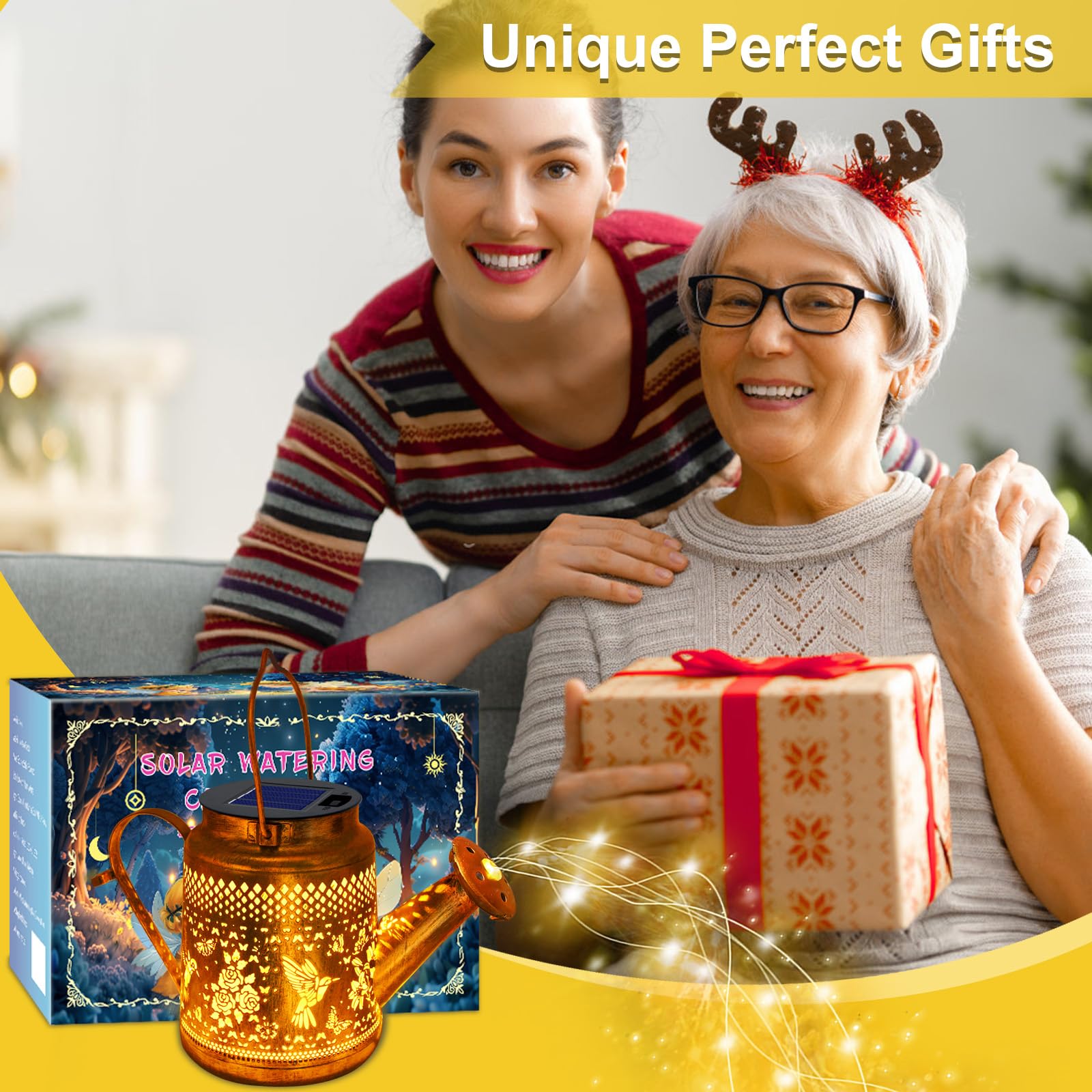 Solar Lanterns Outdoor Waterproof,Hummingbird Watering Can Garden Decor,Hanging Solar Path Lights Yard Art,Outside Patio Decorat