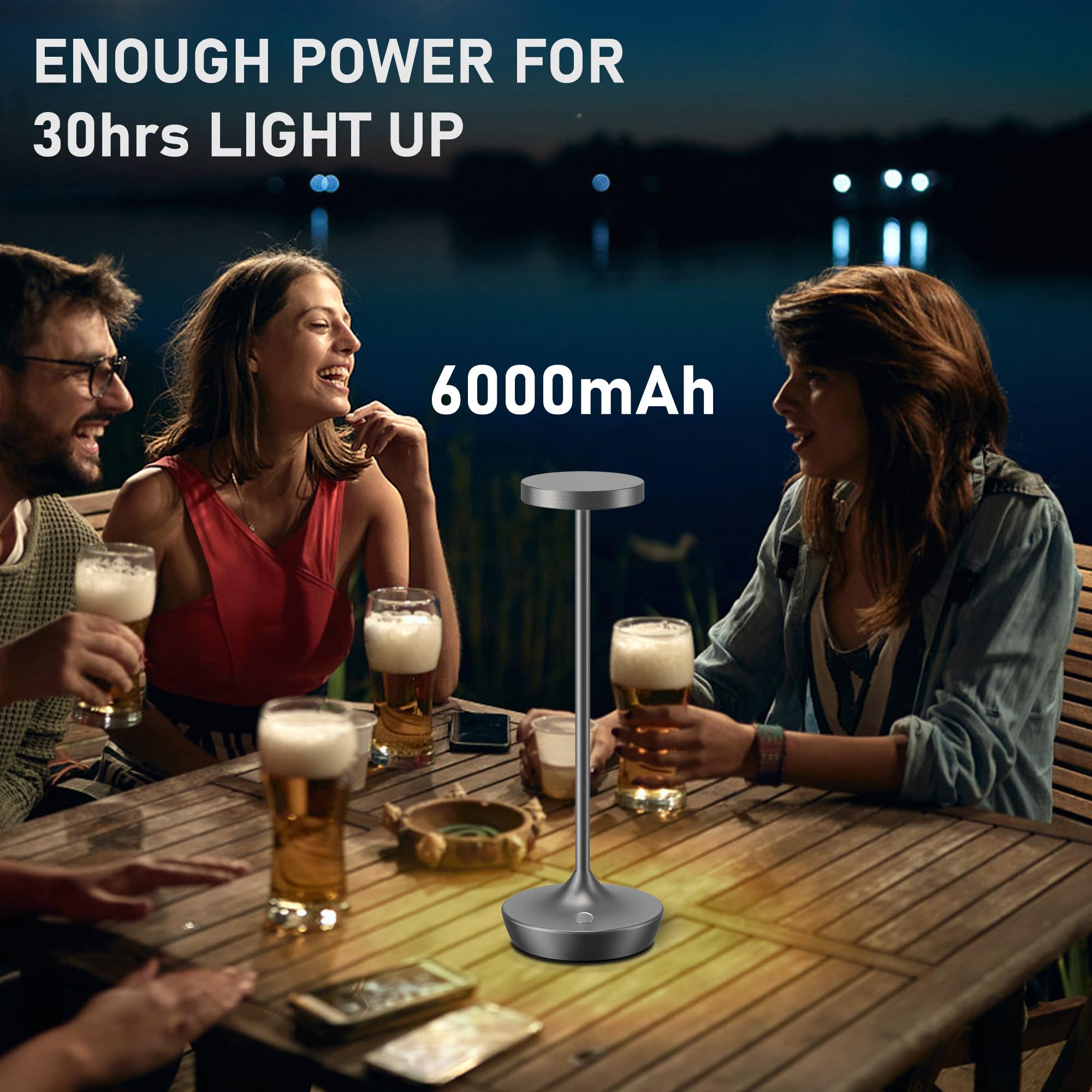 Willdoak Cordless Table Lamp Outdoor - Rechargeable 6000Mah Battery Operated Table Light - Led Portable Touch Dimmable Waterproo