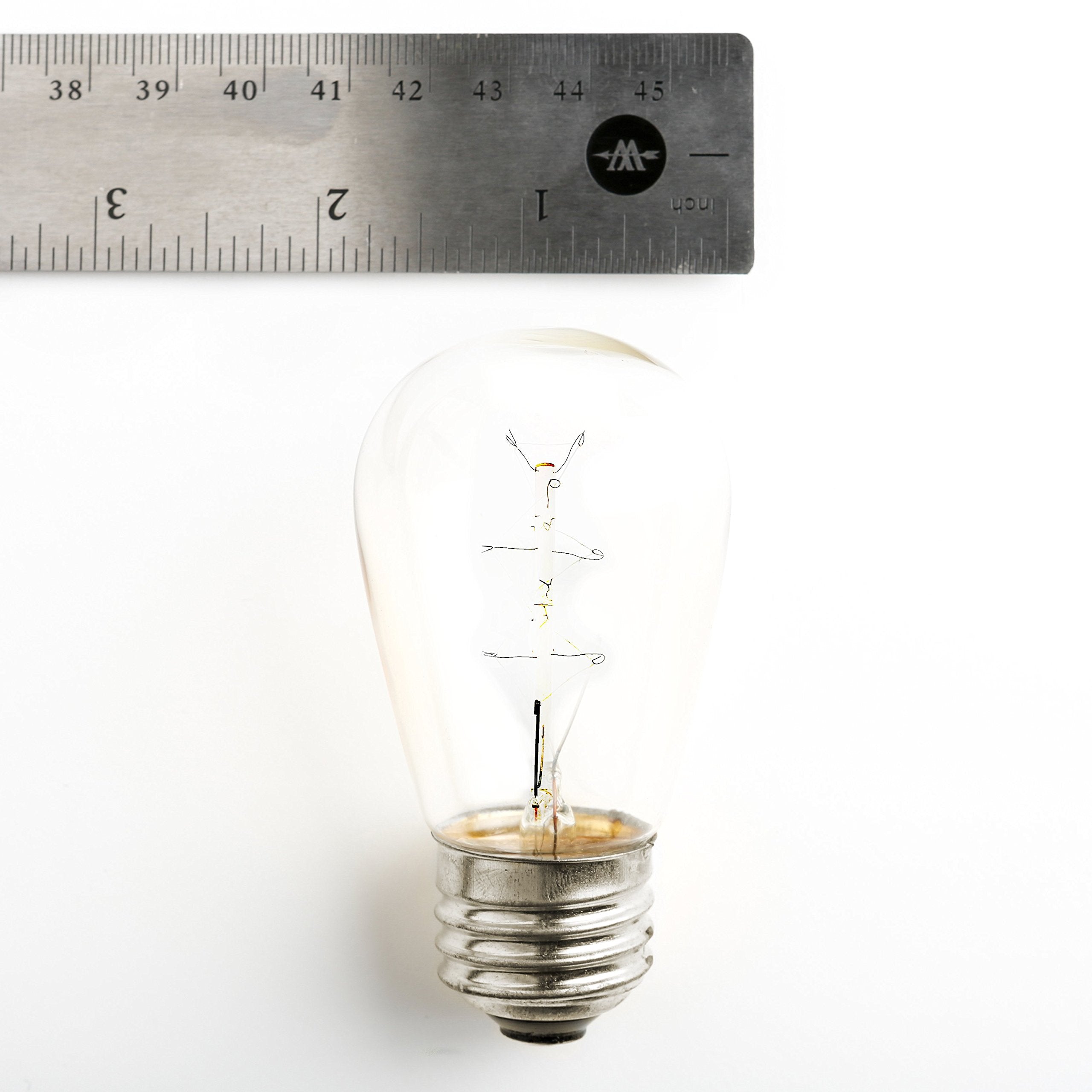 Hometown Evolution  Inc. E26 Outdoor Commercial String Lights With Suspended Socket For Weatherproof Heavy Duty Vintage Outside Lighting (S14 Zig Zag Edison 11 Watt Bulbs  50 Foot 25 Socket)