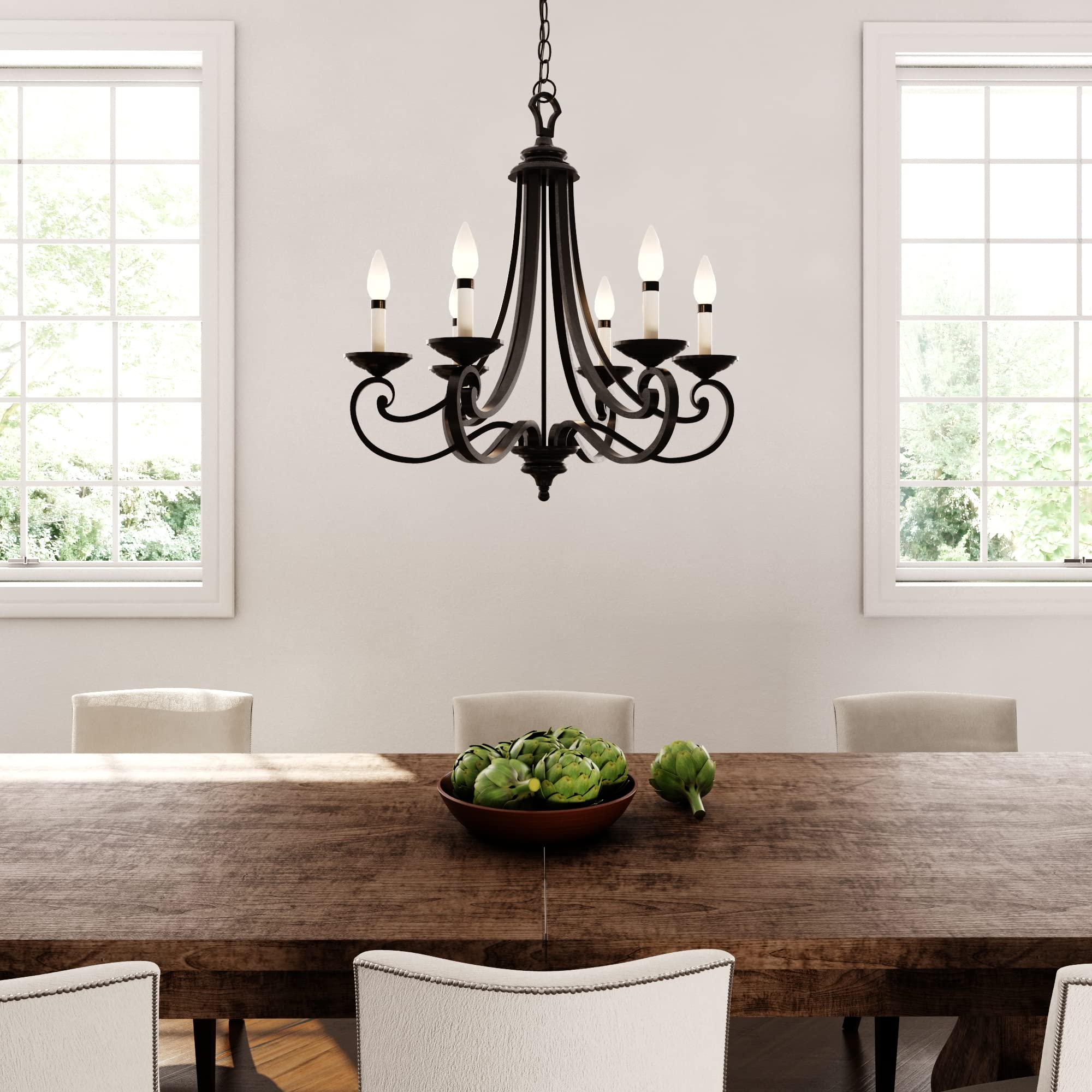 Designers Fountain 9036-NI Barcelona Chandelier, 6-Light, Black