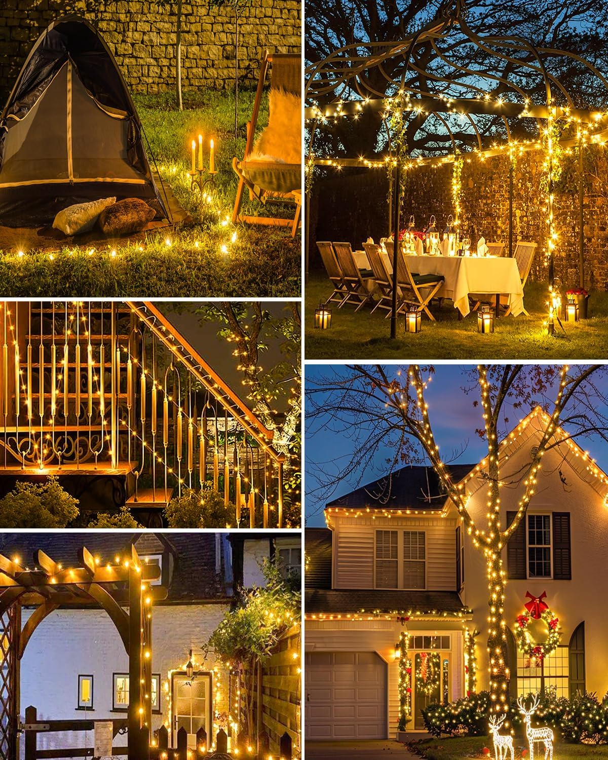 Bitjam 3 Pack Solar Fairy Lights For Outside Waterproof  Total 147Ft 450 Led Solar String Lights Outdoor 8 Modes Solar Twinkle Lights For Garden Yard Christmas Tree Wedding Party Decor  Warm White
