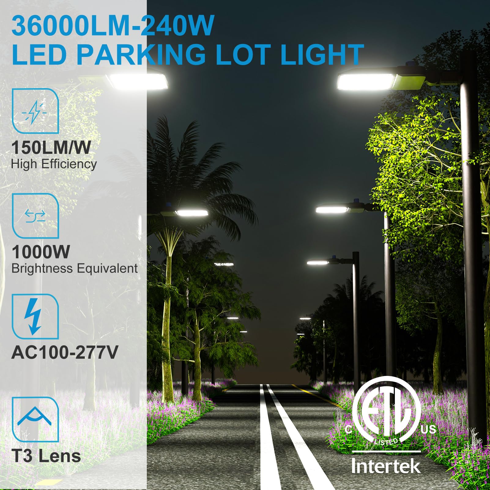 4Pack 240W Led Parking Lot Light (36000Lm Eqv 1000W Hid/Hps) 5000K Slipfitter Mount Led Pole Light With Dusk To Dawn Smart Photocell Ip65 Outdoor Area Lighting-7Yrs Warranty