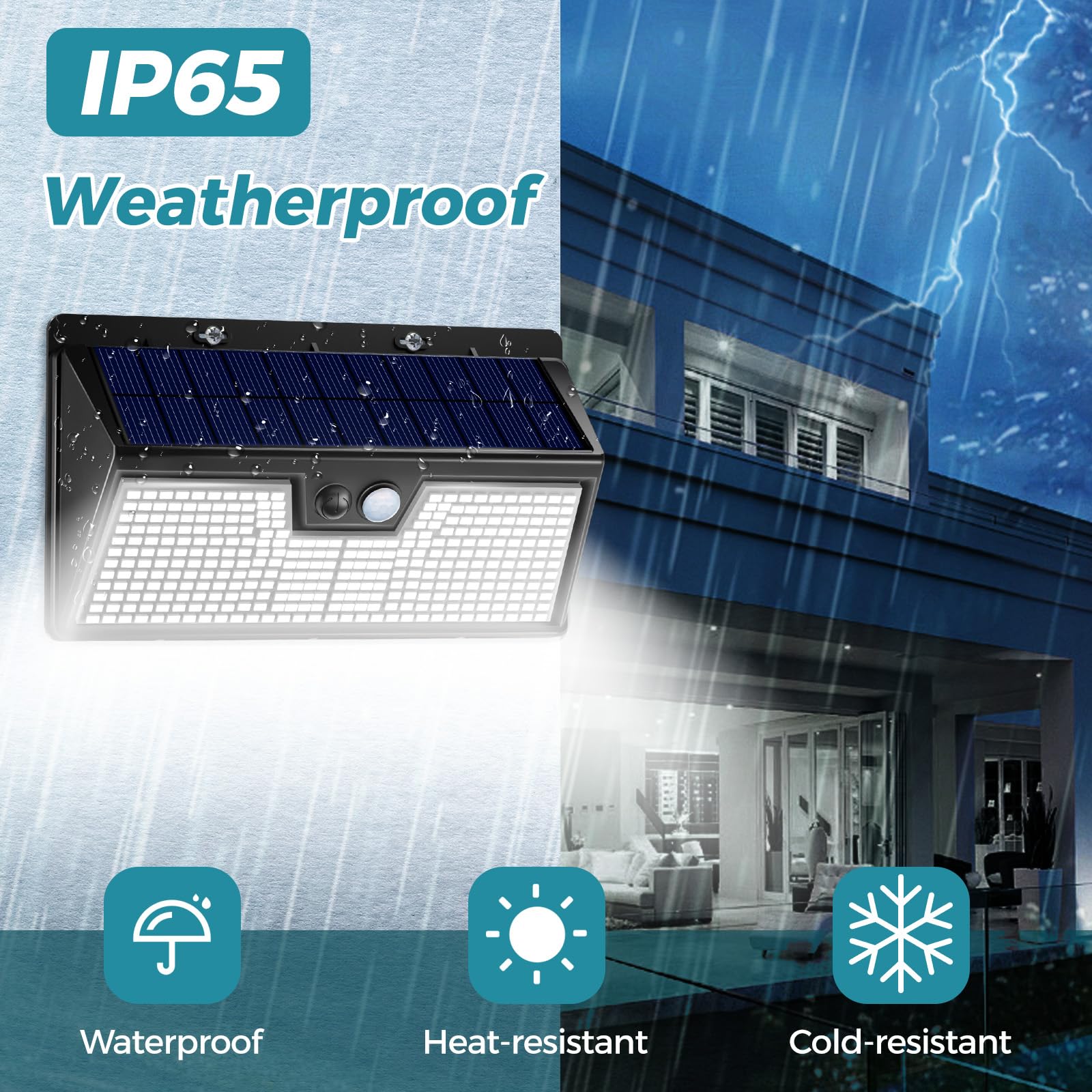 kolpop Solar Outdoor Lights, 318 LED, IP65 Waterproof, Motion Sensor, 2 Pack, 7 Inch, Cool White, Model WS60-2