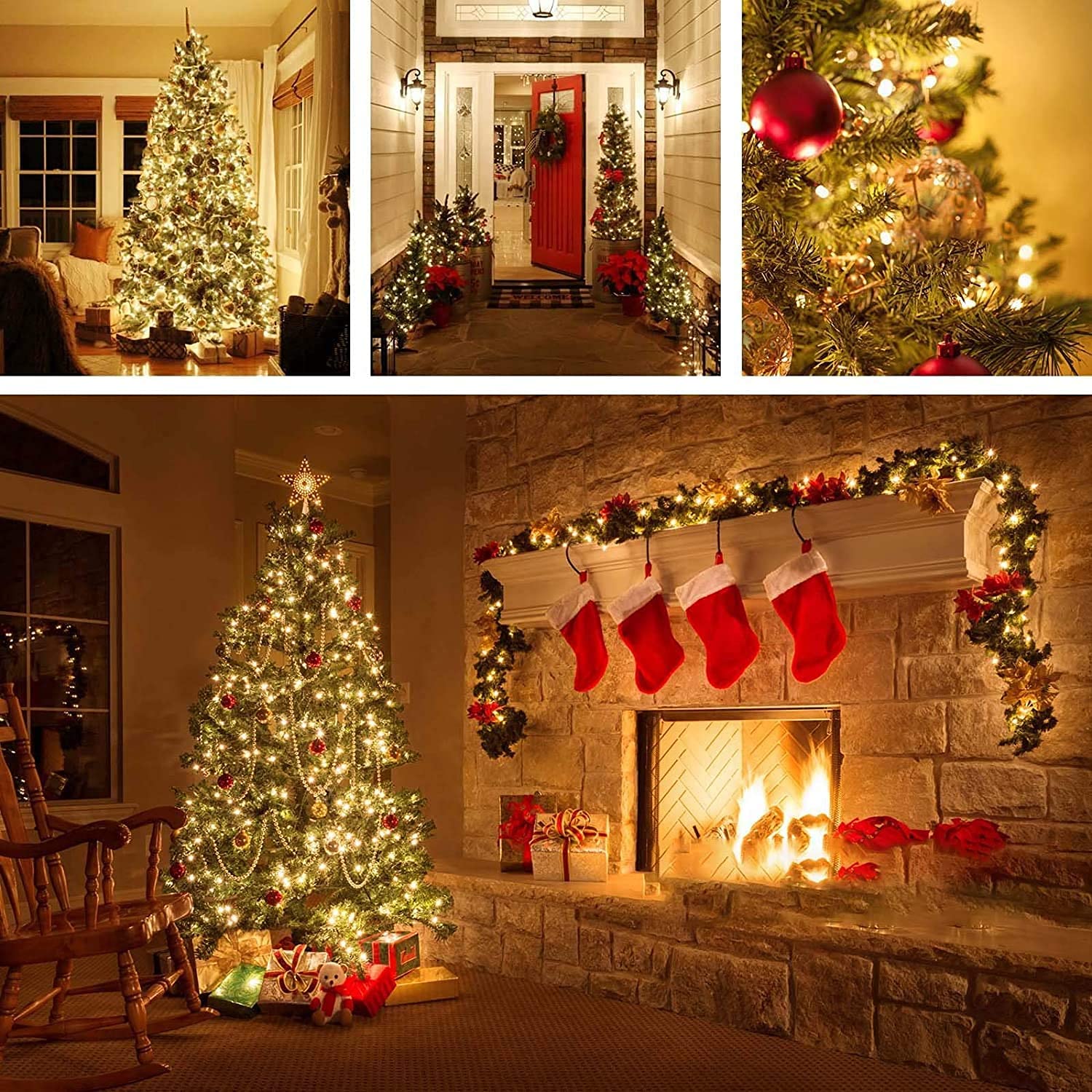 YIQU 33FT 100 LED Christmas String Lights, Warm White, Waterproof, 8 Modes, UL Certified, Model MLS-D29V6WUC-O
