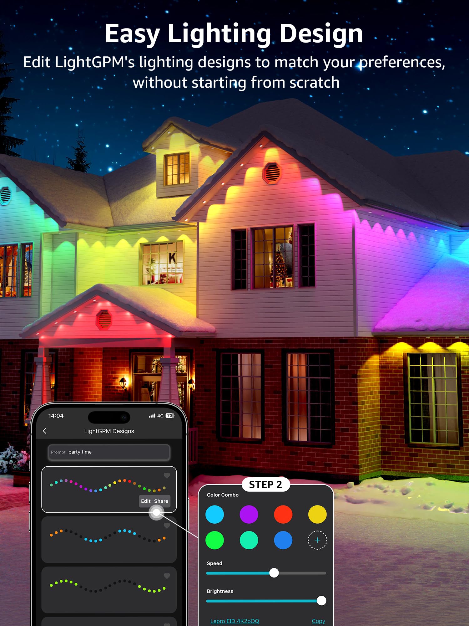 Lepro E1 AI Outdoor Lights, 50ft Smart RGB+IC, 30 Warm/Cool White LEDs, Alexa/Google Compatible, 2.4 GHz WiFi