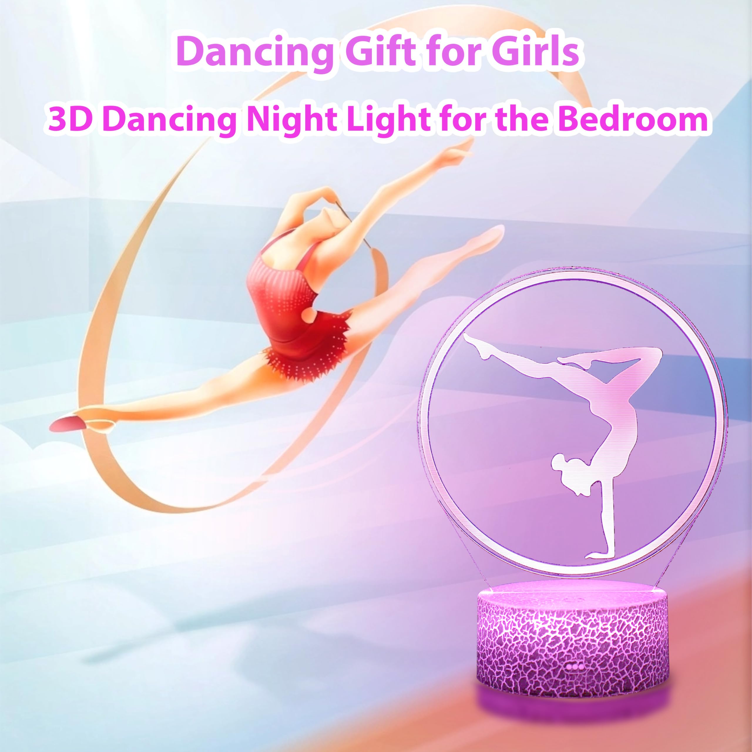 Yzddsi Artistic Gymnastics 3D Night Light - Gymnastics Stuff Gifts for Girls, Illusion Lamp for Kids Women Friends Coach Gymnast