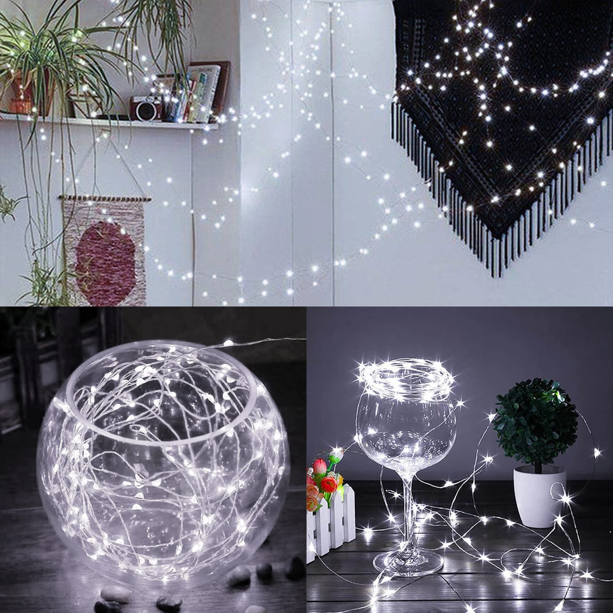 WATERGLIDE 24 Pack Fairy Lights Battery Operated (Included), 7 ft 20 LED Mini String Lights, Waterproof Silver Wire Firefly Star