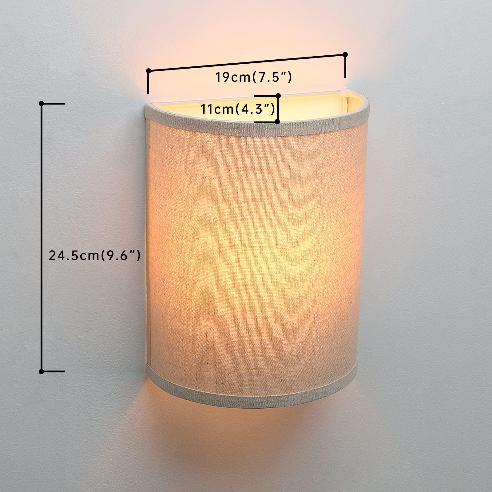 Jimubeam Wall Sconce Lighting Linen Fabric Decor, Industrial Vintage Night Light Wall Lamp Fixture With Fabric Shade For Bedroom Living Room Hallway Corridor