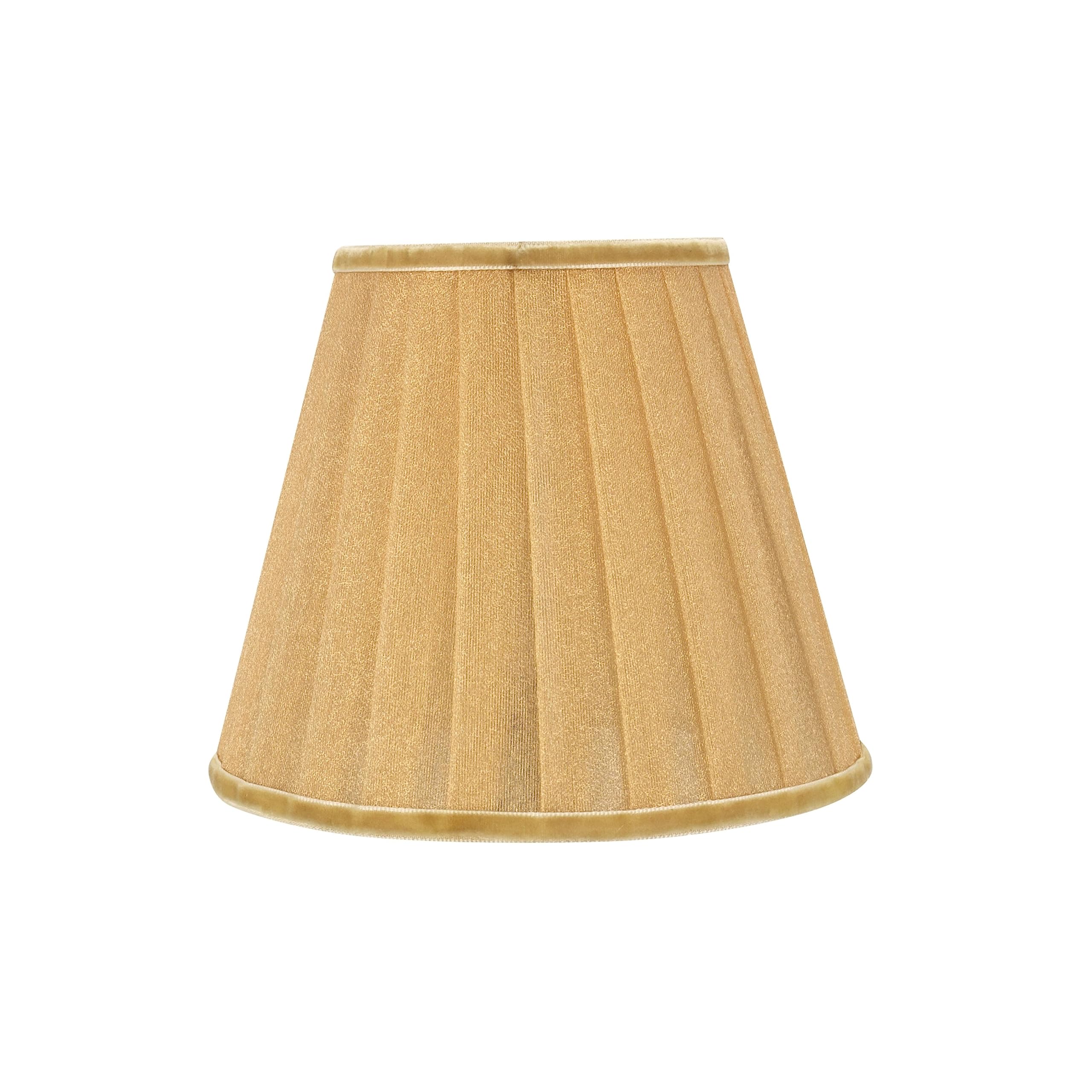 Aspen Creative 33113-6B Small Pleated Empire Shape Chandelier Clip-On Lamp Shade, Gold, 3&quot; Top X 5&quot; Bottom X 4-1/4&quot; Slant, 6 Pack